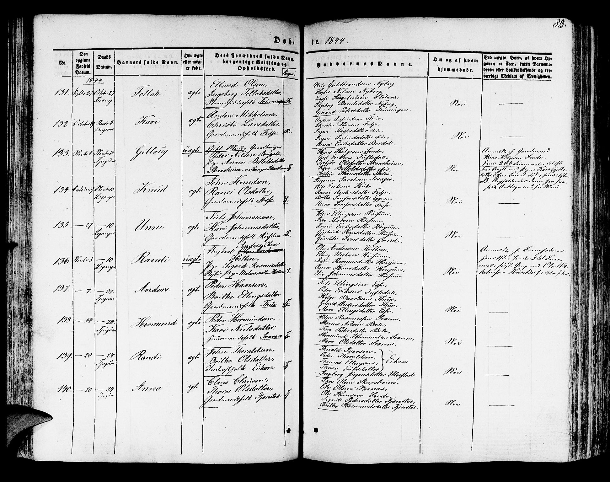 Leikanger sokneprestembete, AV/SAB-A-81001/H/Haa/Haaa/L0007: Parish register (official) no. A 7, 1838-1851, p. 83