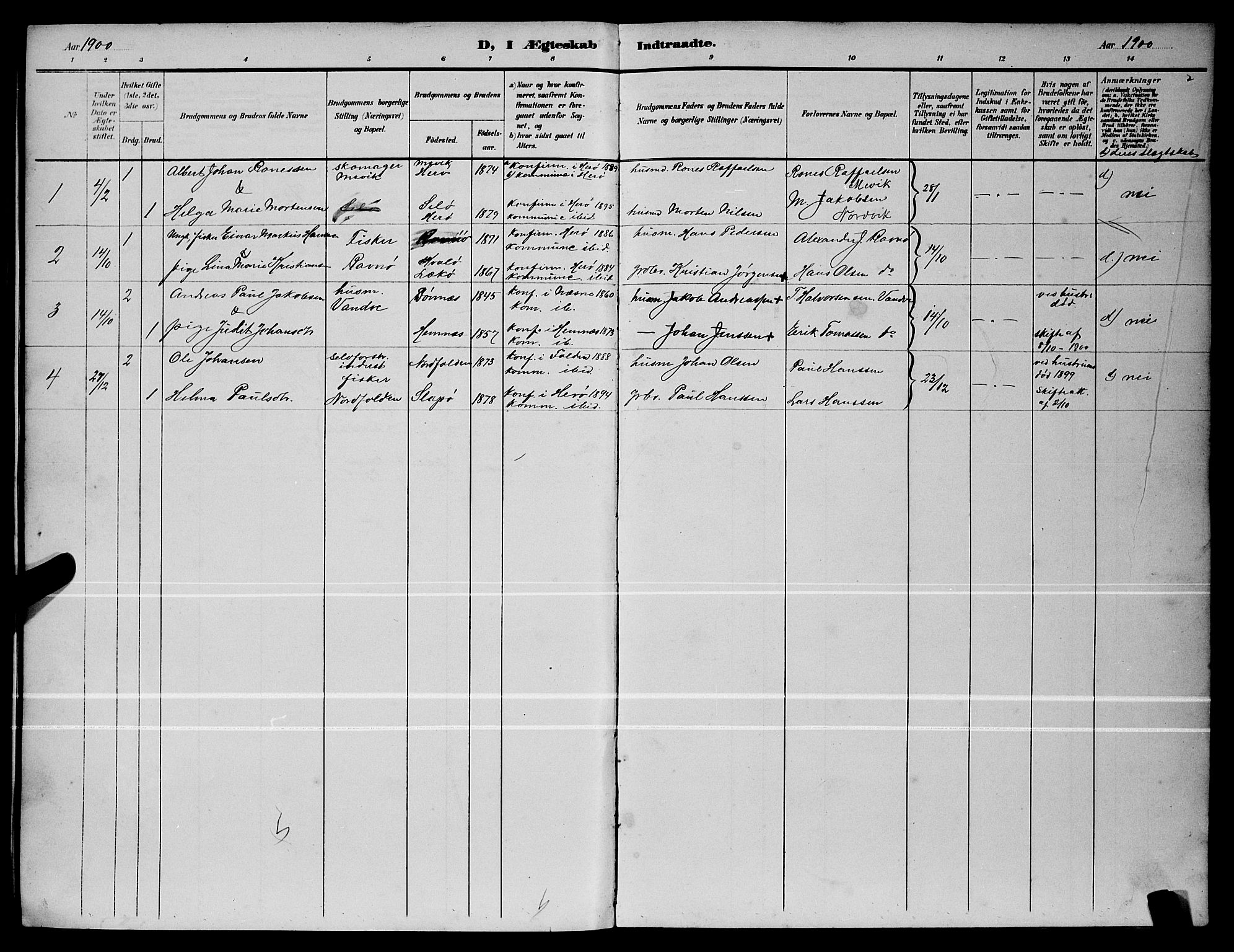 Ministerialprotokoller, klokkerbøker og fødselsregistre - Nordland, AV/SAT-A-1459/836/L0537: Parish register (copy) no. 836C01, 1892-1900