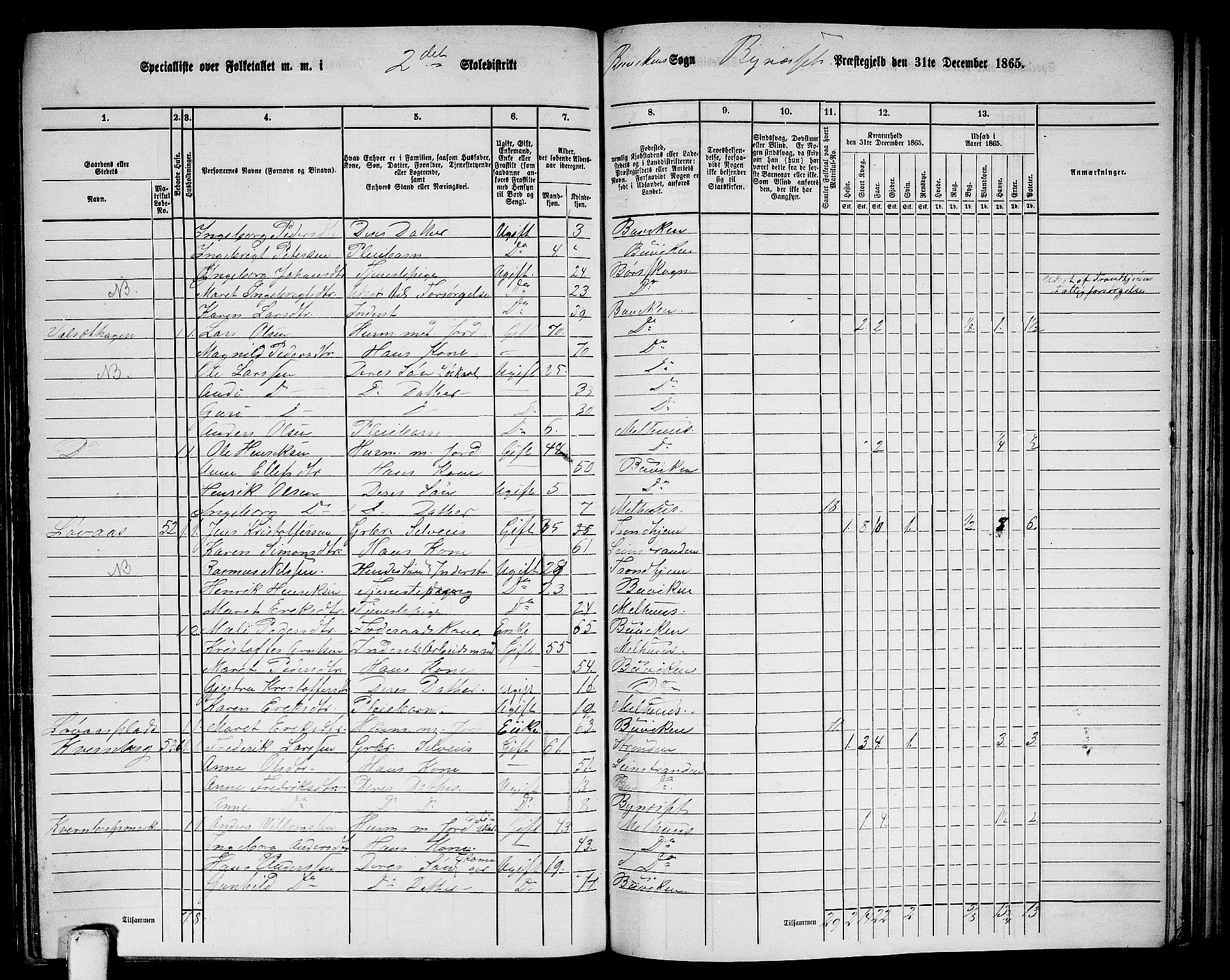 RA, 1865 census for Byneset, 1865, p. 53