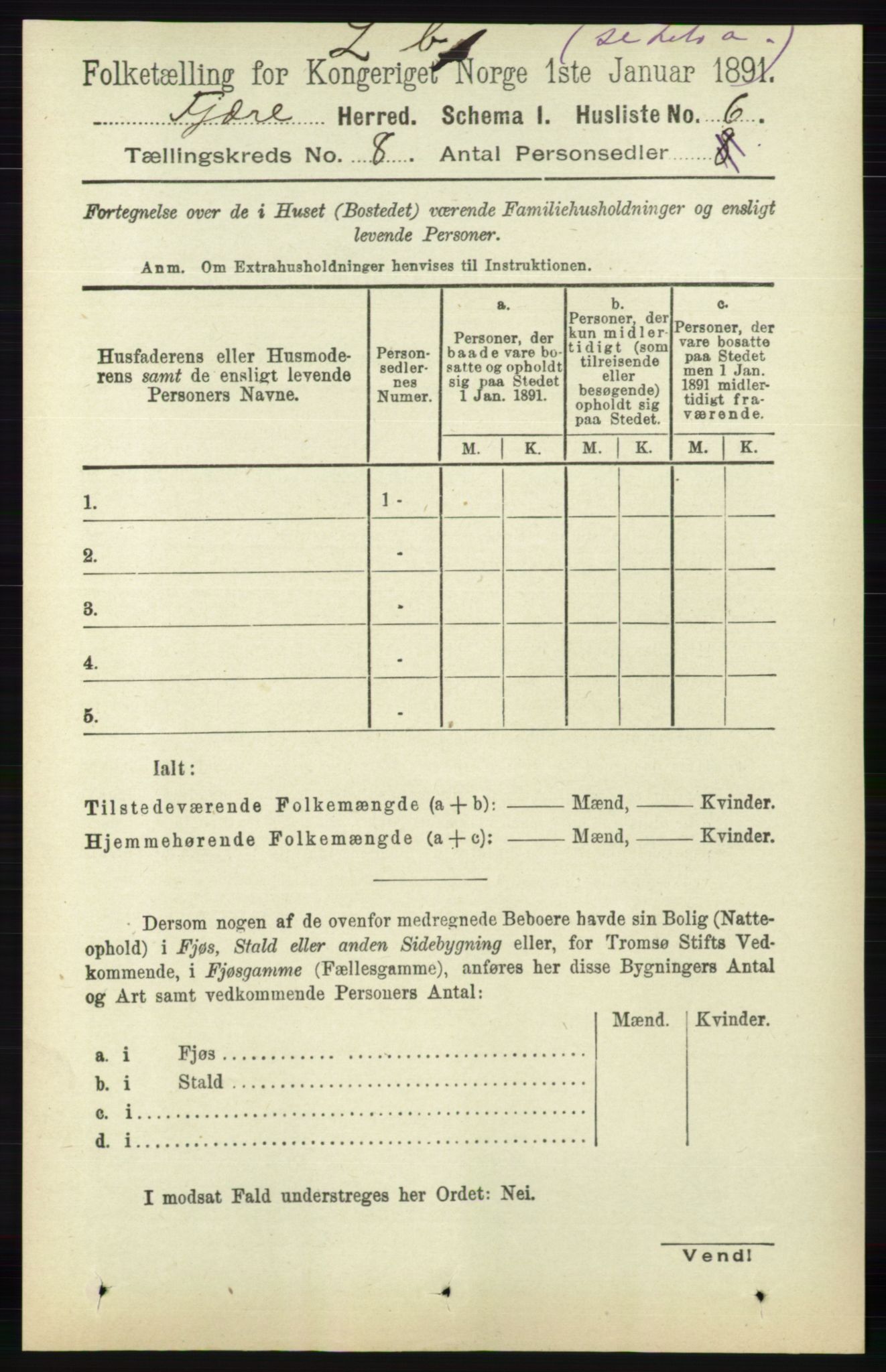 RA, 1891 census for 0923 Fjære, 1891, p. 3683