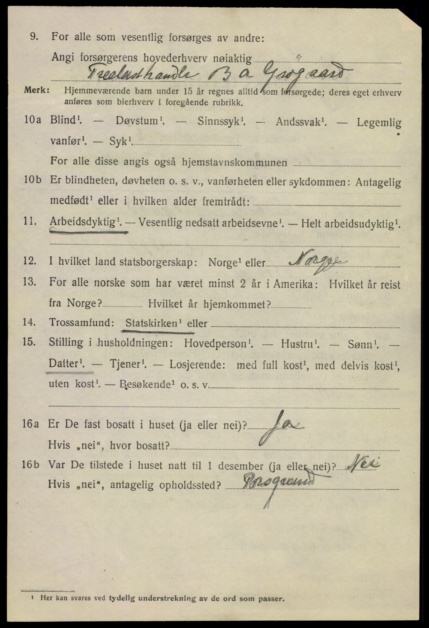 SAKO, 1920 census for Kragerø, 1920, p. 4394