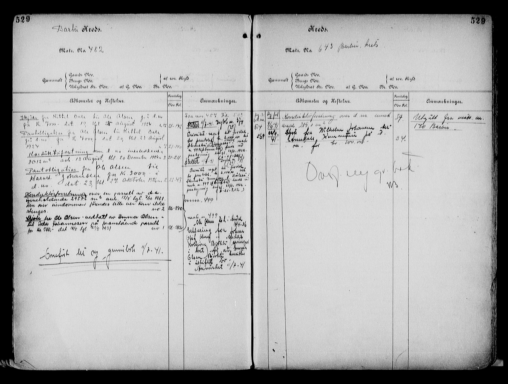 Arendal byfogd, AV/SAK-1222-0001/G/Ga/L0014: Mortgage register no. 12, 1865-1960, p. 529