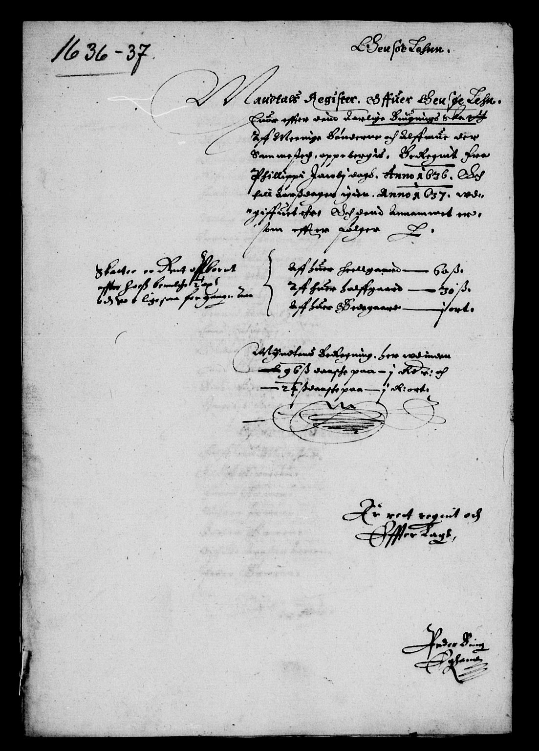 Rentekammeret inntil 1814, Reviderte regnskaper, Lensregnskaper, AV/RA-EA-5023/R/Rb/Rbe/L0001: Onsøy len, 1626-1639