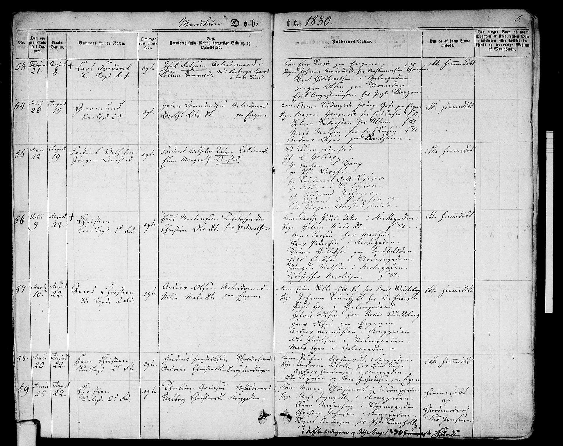 Bragernes kirkebøker, SAKO/A-6/F/Fb/L0001: Parish register (official) no. II 1, 1830-1847, p. 5