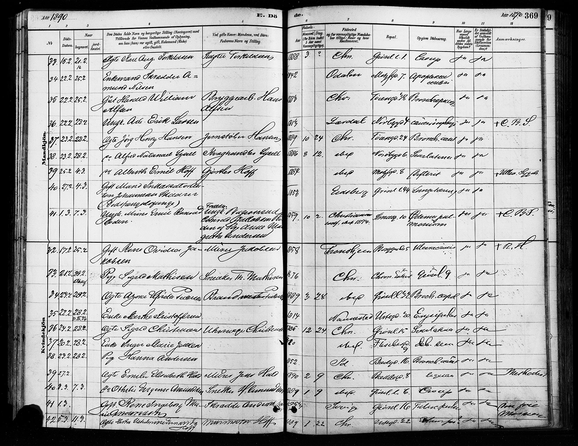 Grønland prestekontor Kirkebøker, AV/SAO-A-10848/F/Fa/L0008: Parish register (official) no. 8, 1881-1893, p. 369