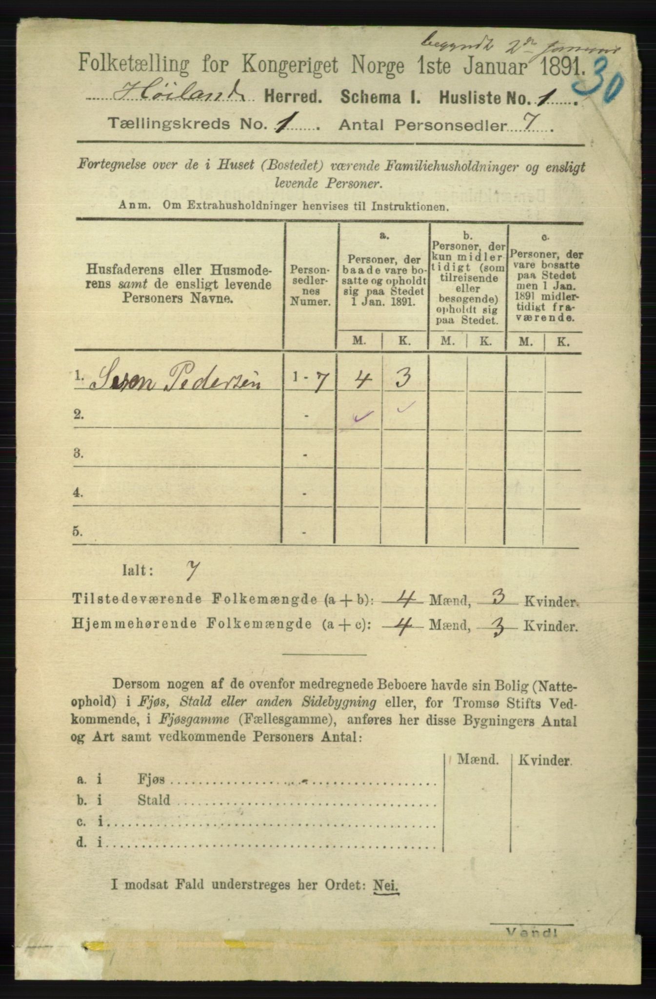 RA, 1891 census for 1123 Høyland, 1891, p. 28