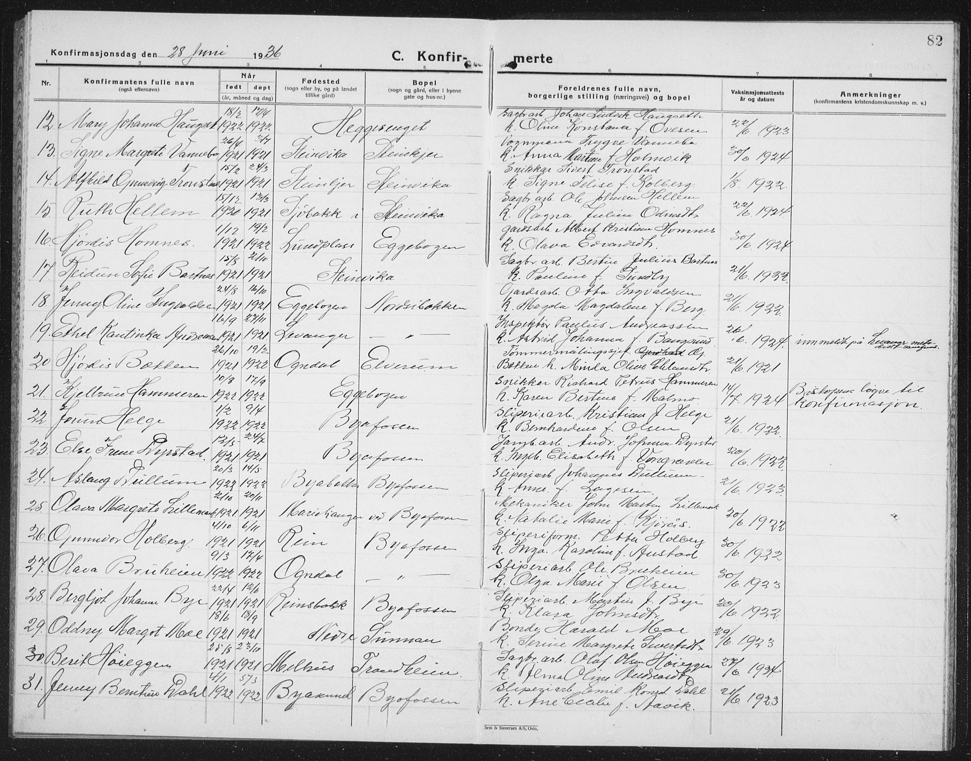 Ministerialprotokoller, klokkerbøker og fødselsregistre - Nord-Trøndelag, SAT/A-1458/740/L0383: Parish register (copy) no. 740C04, 1927-1939, p. 82