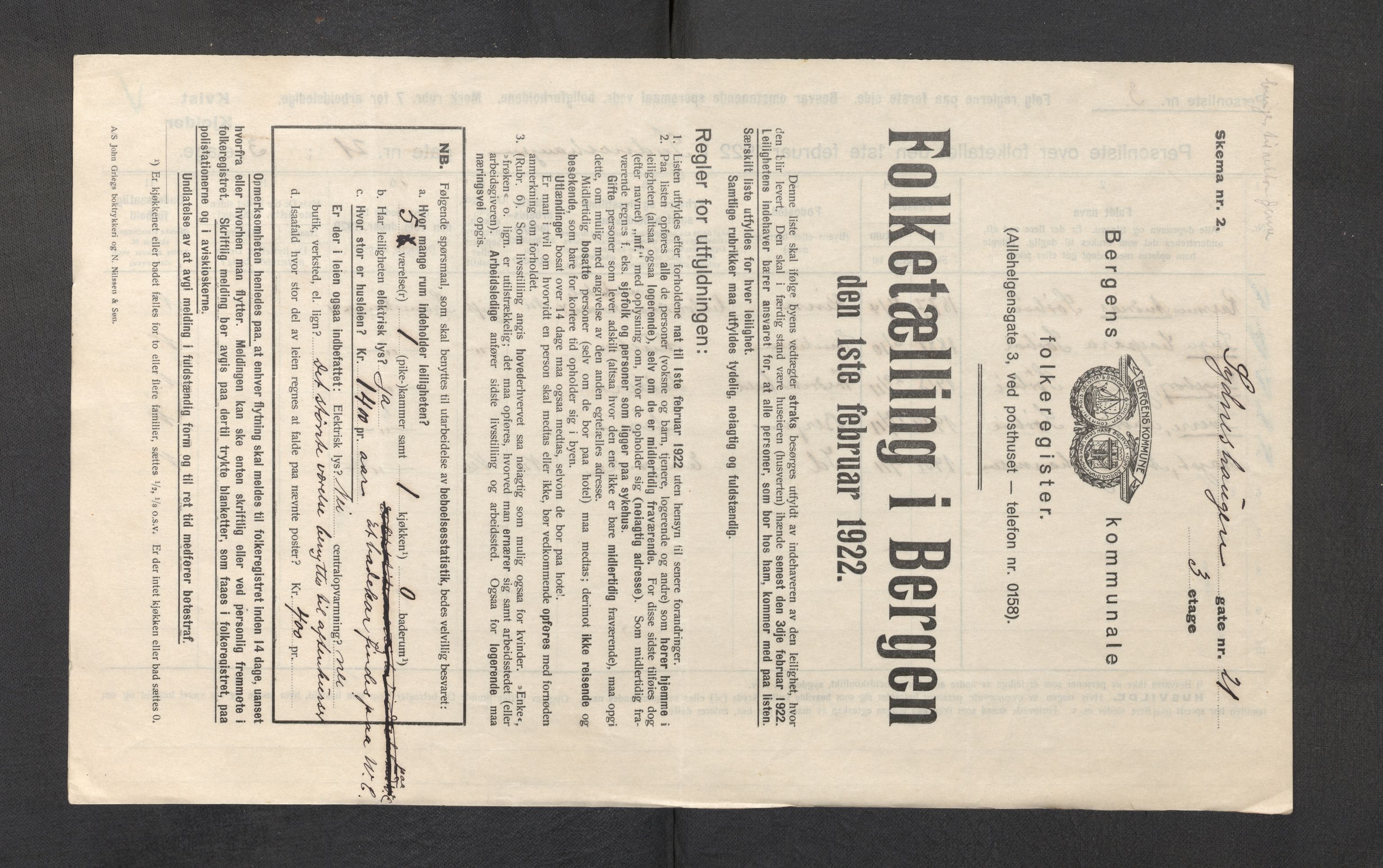 SAB, Municipal Census 1922 for Bergen, 1922, p. 42459