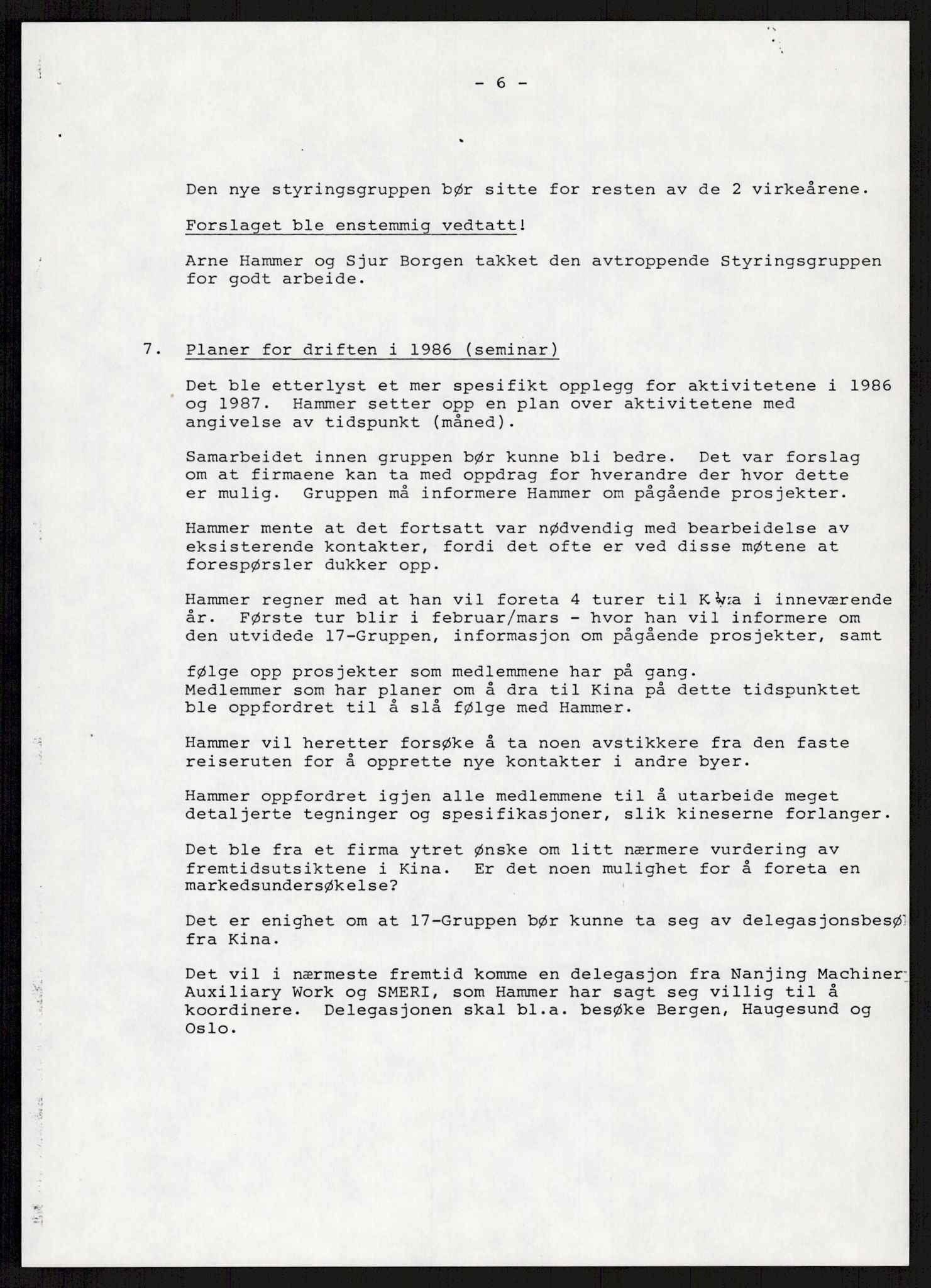 "17-Gruppen Kina", AV/RA-PA-1688/A/L0001: Møtereferater, 1979-1986, p. 261