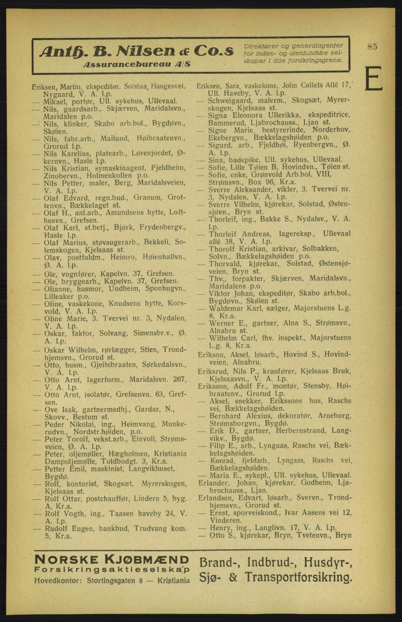 Aker adressebok/adressekalender, PUBL/001/A/002: Akers adressekalender, 1922, p. 85