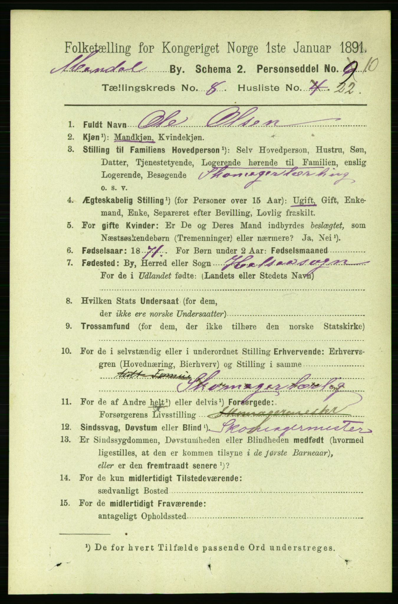 RA, 1891 census for 1002 Mandal, 1891, p. 2464