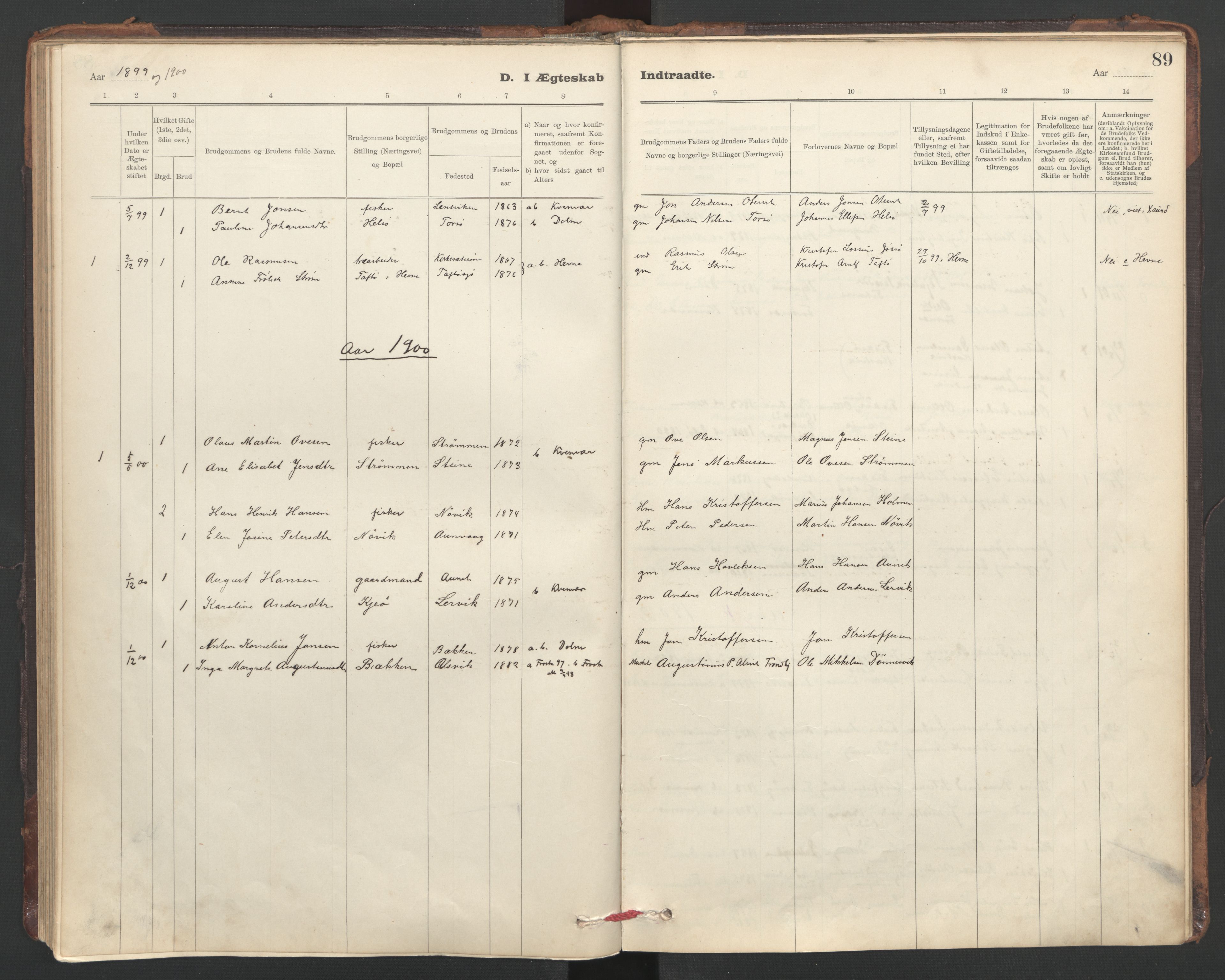 Ministerialprotokoller, klokkerbøker og fødselsregistre - Sør-Trøndelag, SAT/A-1456/635/L0552: Parish register (official) no. 635A02, 1899-1919, p. 89