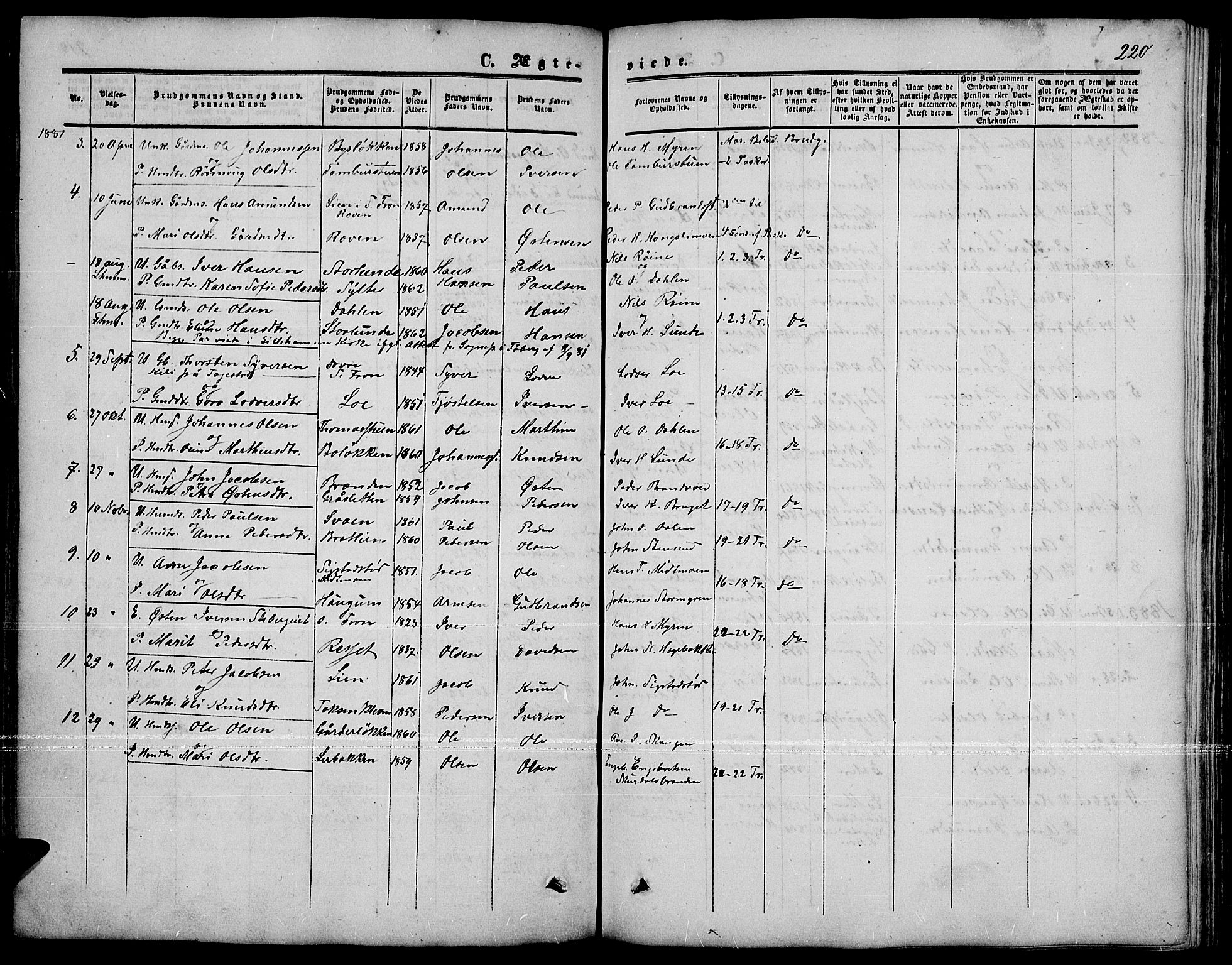 Nord-Fron prestekontor, SAH/PREST-080/H/Ha/Hab/L0001: Parish register (copy) no. 1, 1851-1883, p. 220