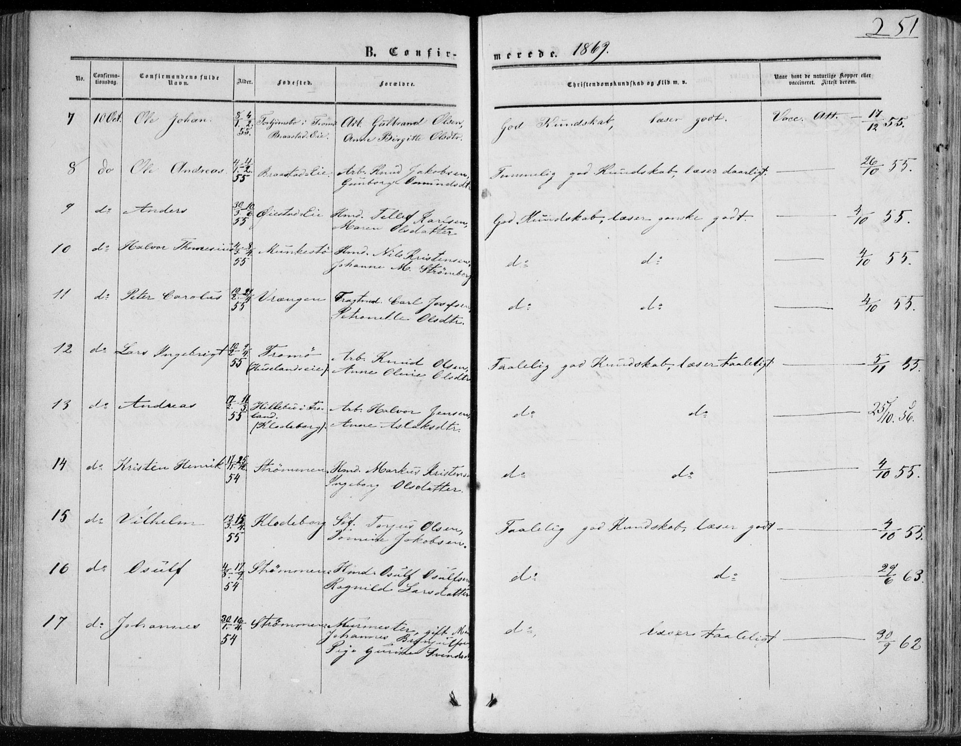 Øyestad sokneprestkontor, AV/SAK-1111-0049/F/Fa/L0015: Parish register (official) no. A 15, 1857-1873, p. 251