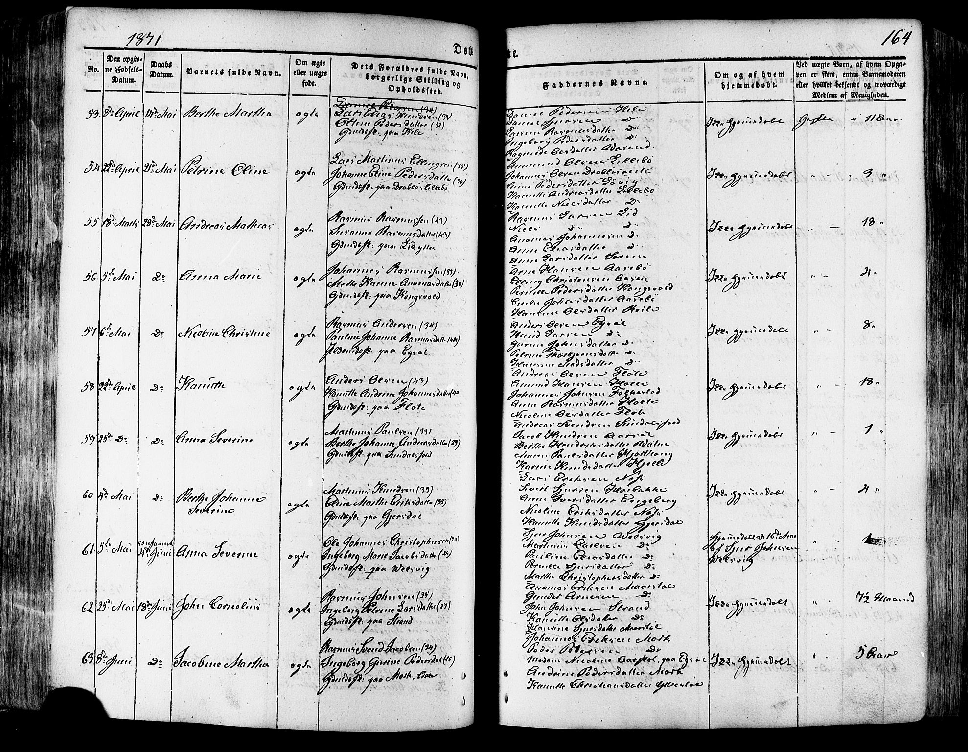 Ministerialprotokoller, klokkerbøker og fødselsregistre - Møre og Romsdal, SAT/A-1454/511/L0140: Parish register (official) no. 511A07, 1851-1878, p. 164