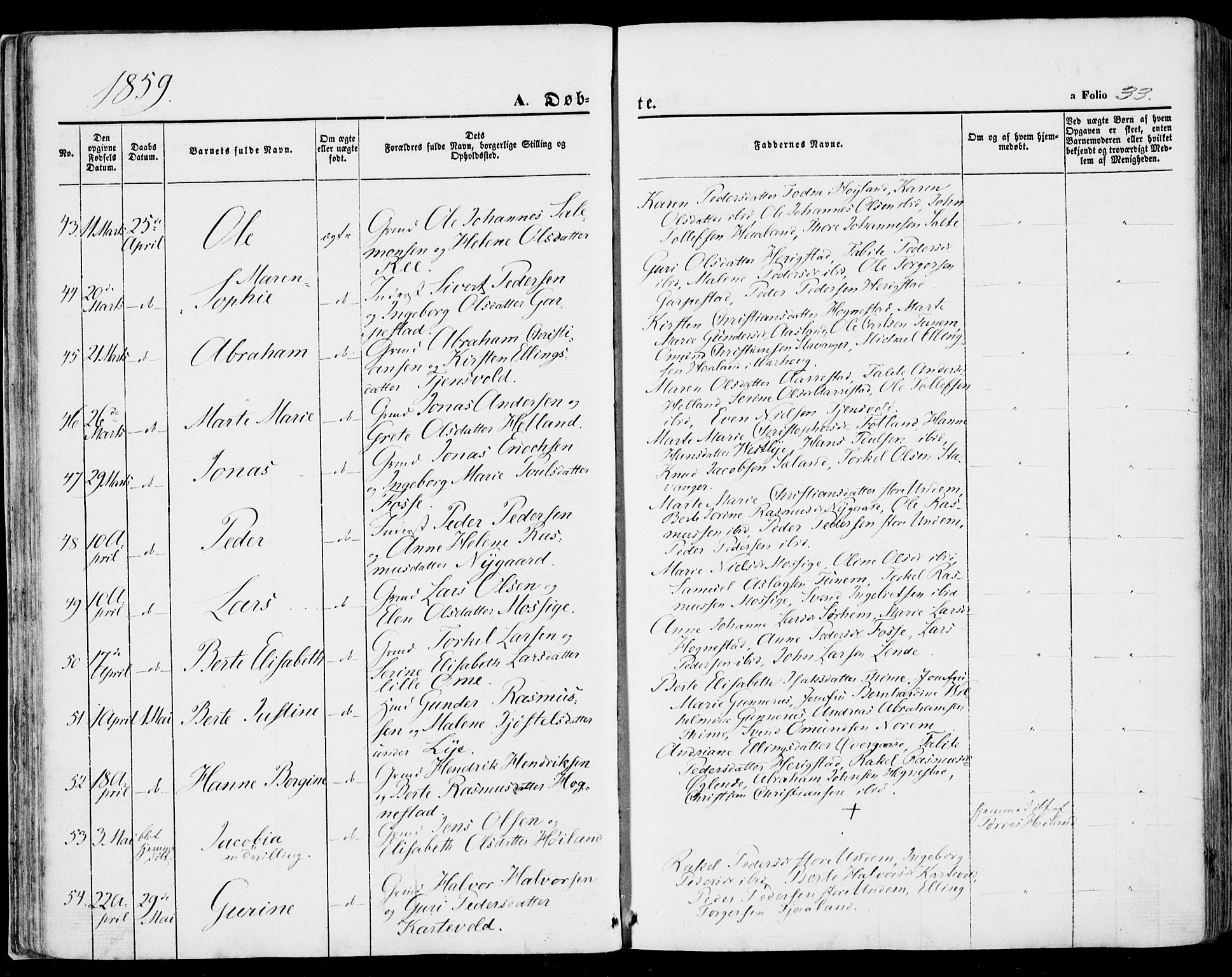 Lye sokneprestkontor, AV/SAST-A-101794/001/30BA/L0007: Parish register (official) no. A 6, 1856-1871, p. 33