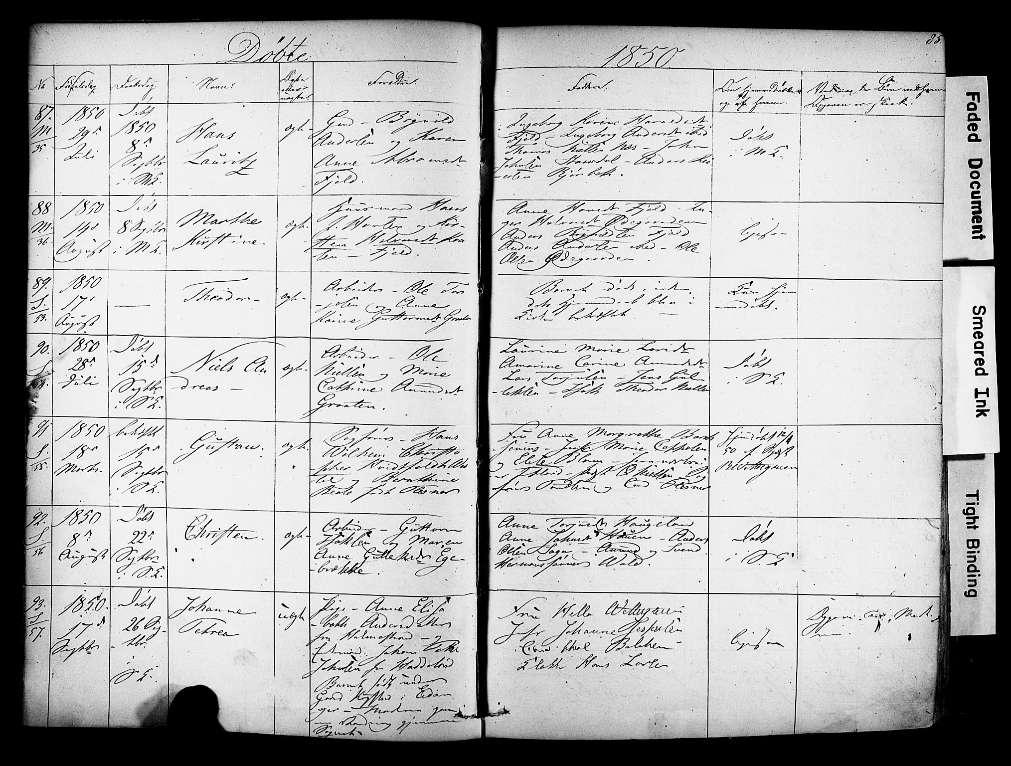 Solum kirkebøker, SAKO/A-306/F/Fa/L0006: Parish register (official) no. I 6, 1844-1855, p. 85