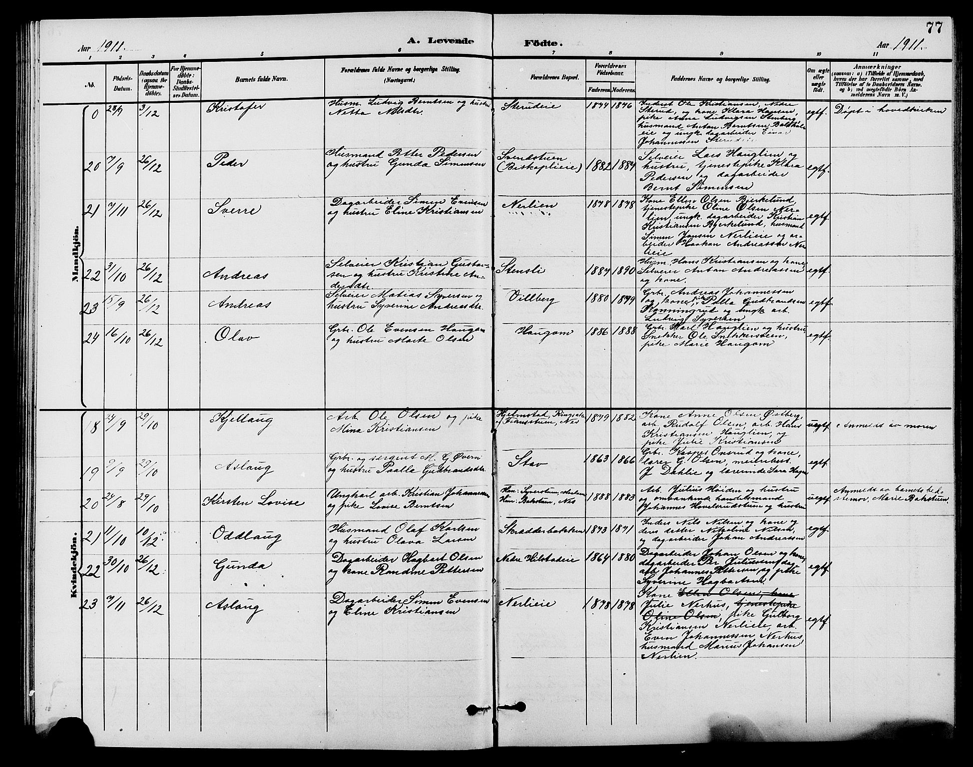 Nes prestekontor, Hedmark, AV/SAH-PREST-020/L/La/L0007: Parish register (copy) no. 7, 1892-1912, p. 77