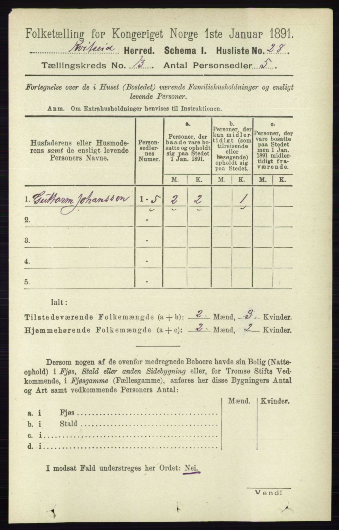 RA, 1891 census for 0829 Kviteseid, 1891, p. 3067