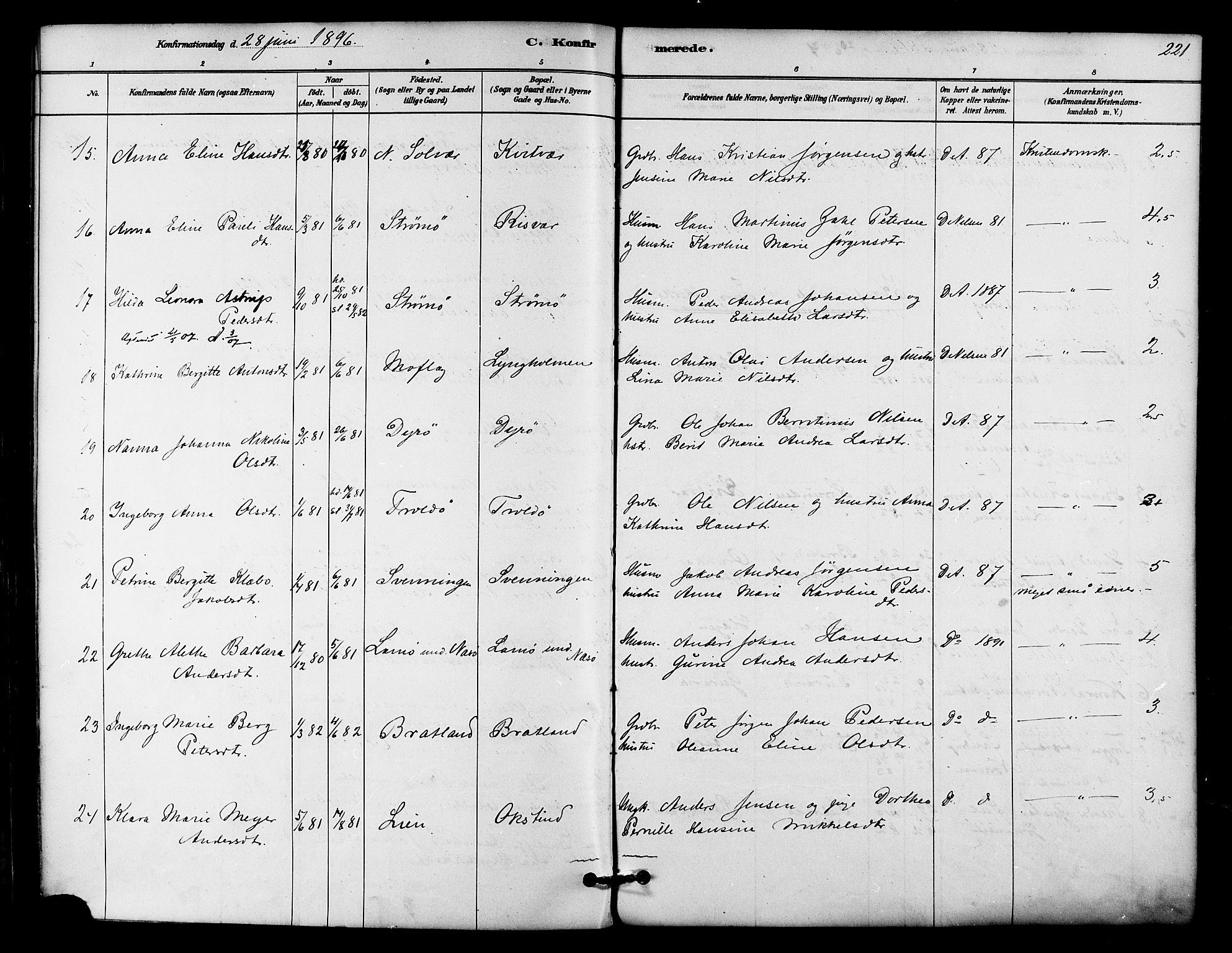 Ministerialprotokoller, klokkerbøker og fødselsregistre - Nordland, AV/SAT-A-1459/839/L0568: Parish register (official) no. 839A05, 1880-1902, p. 221