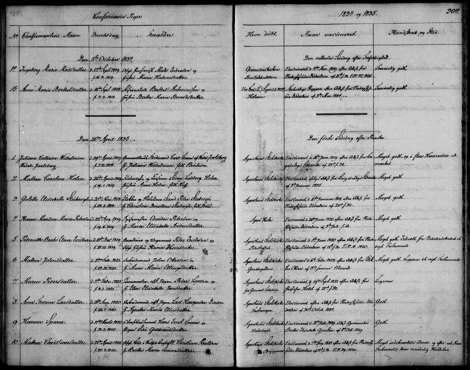 Garnisonsmenigheten Kirkebøker, SAO/A-10846/F/Fa/L0006: Parish register (official) no. 6, 1828-1841, p. 304