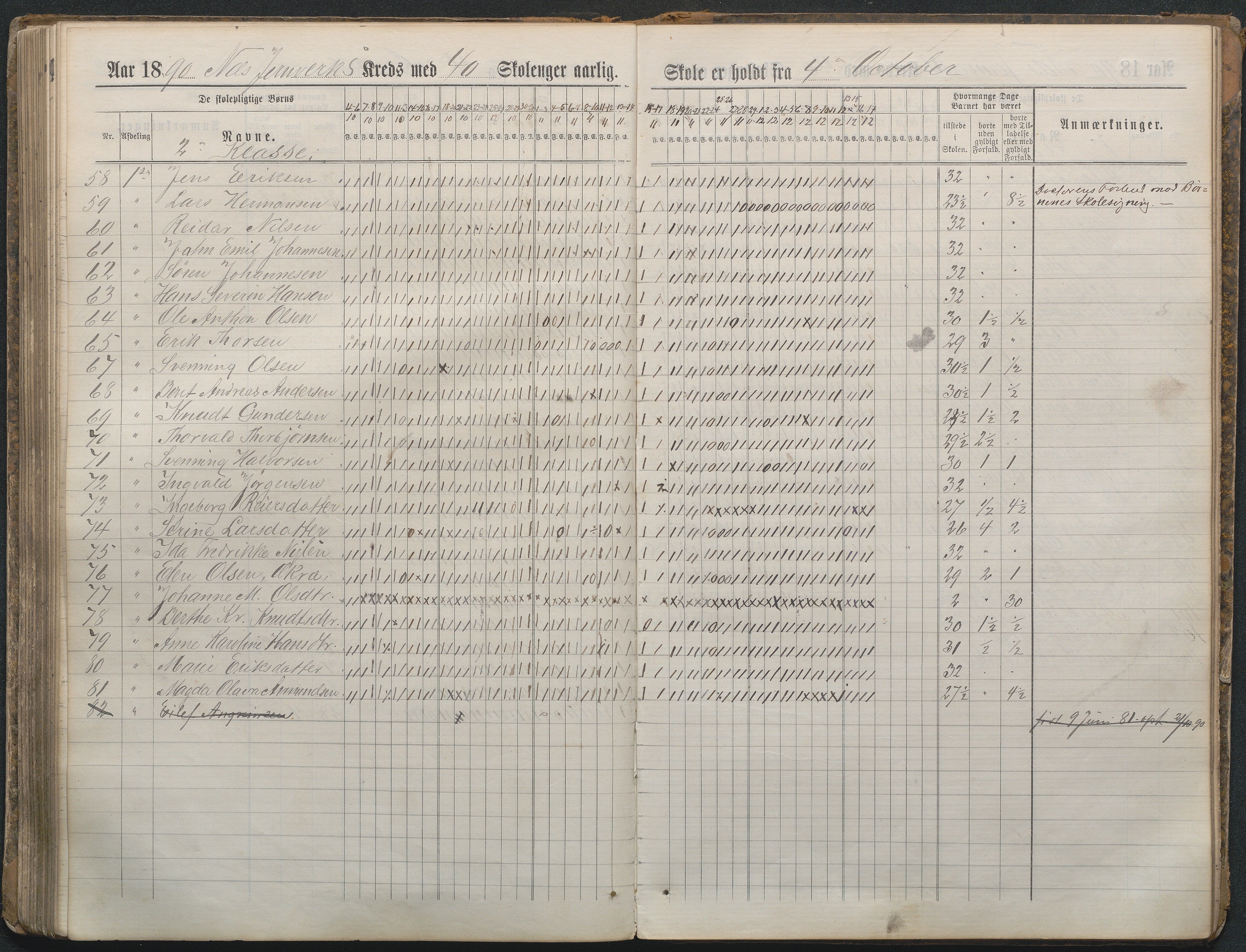 , Næs Jernverk faste skole, Nr.4 Dagbok 1882-1891, 1882-1891, p. 167