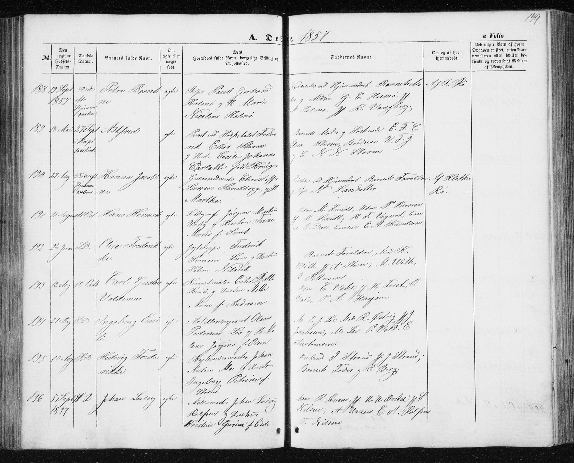 Ministerialprotokoller, klokkerbøker og fødselsregistre - Sør-Trøndelag, AV/SAT-A-1456/602/L0112: Parish register (official) no. 602A10, 1848-1859, p. 149