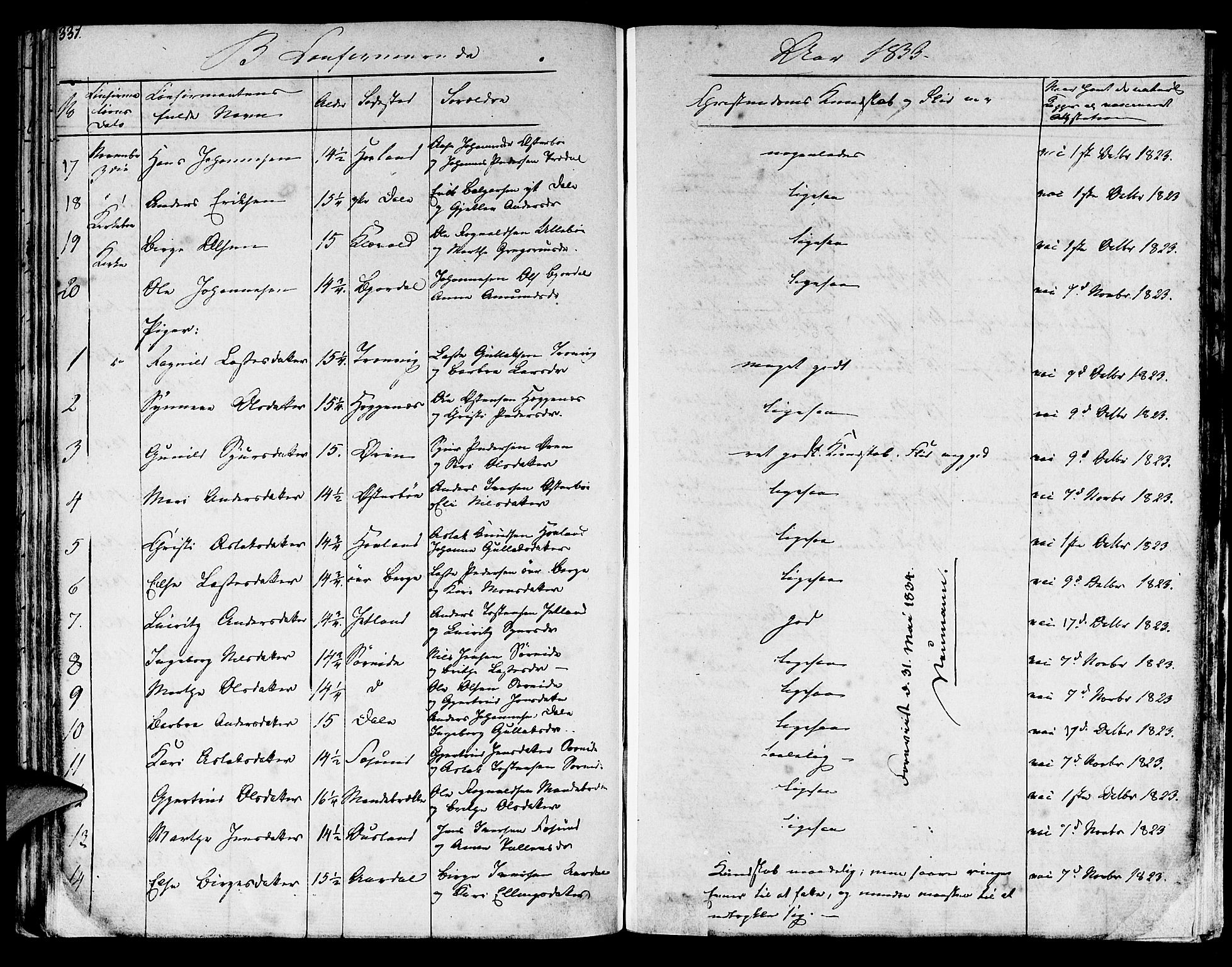 Lavik sokneprestembete, SAB/A-80901: Parish register (official) no. A 2I, 1821-1842, p. 331