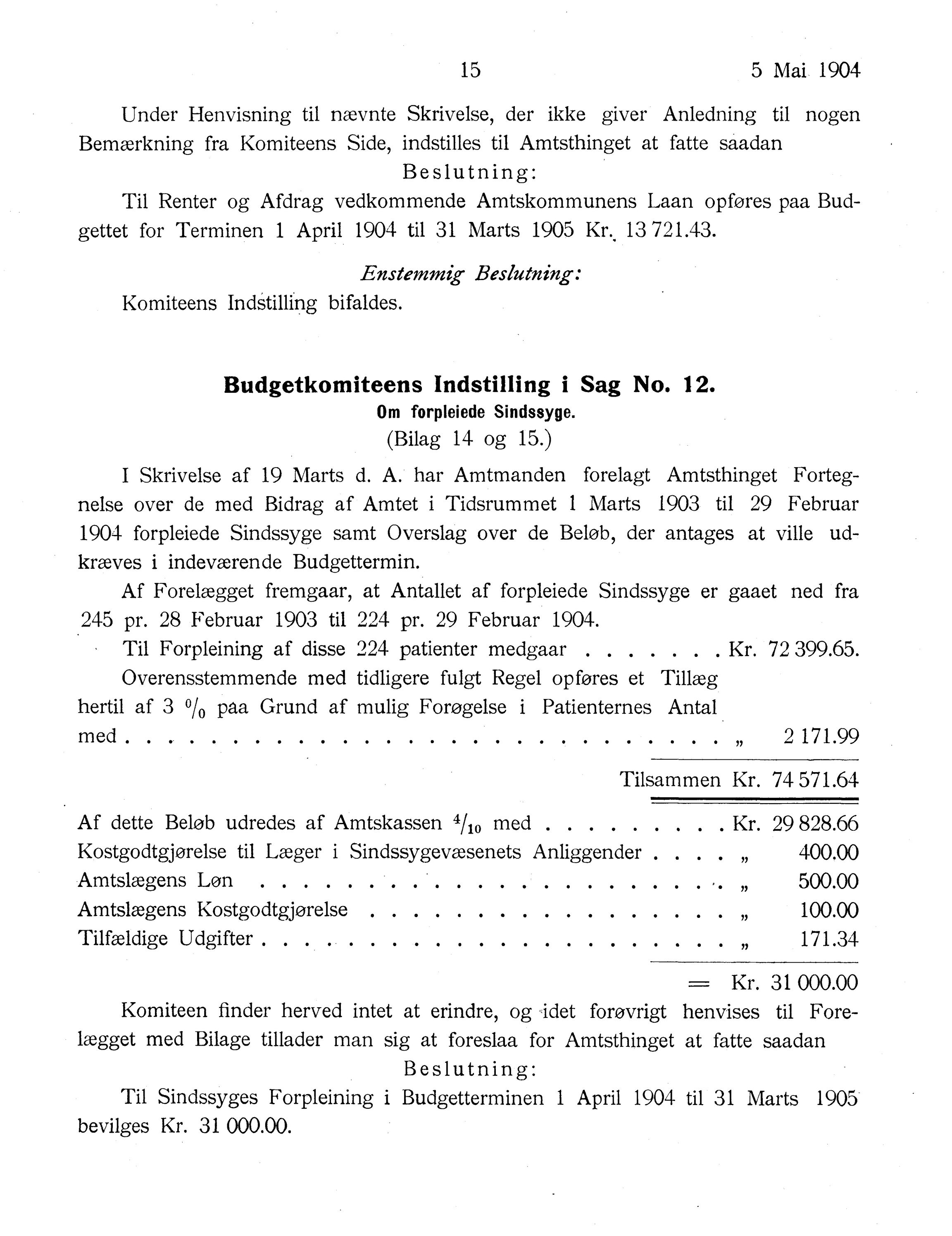 Nordland Fylkeskommune. Fylkestinget, AIN/NFK-17/176/A/Ac/L0027: Fylkestingsforhandlinger 1904, 1904