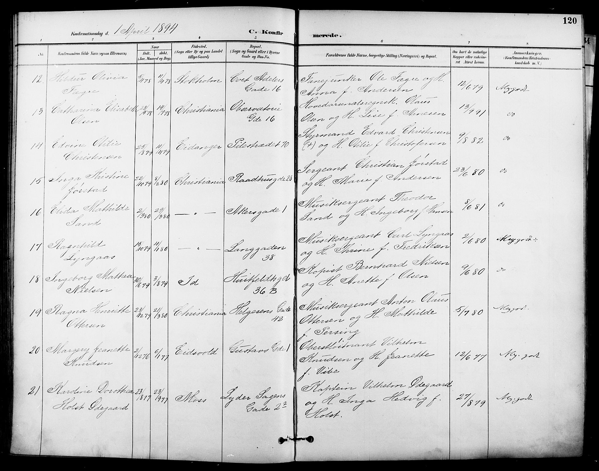 Garnisonsmenigheten Kirkebøker, AV/SAO-A-10846/F/Fa/L0013: Parish register (official) no. 13, 1894-1904, p. 120