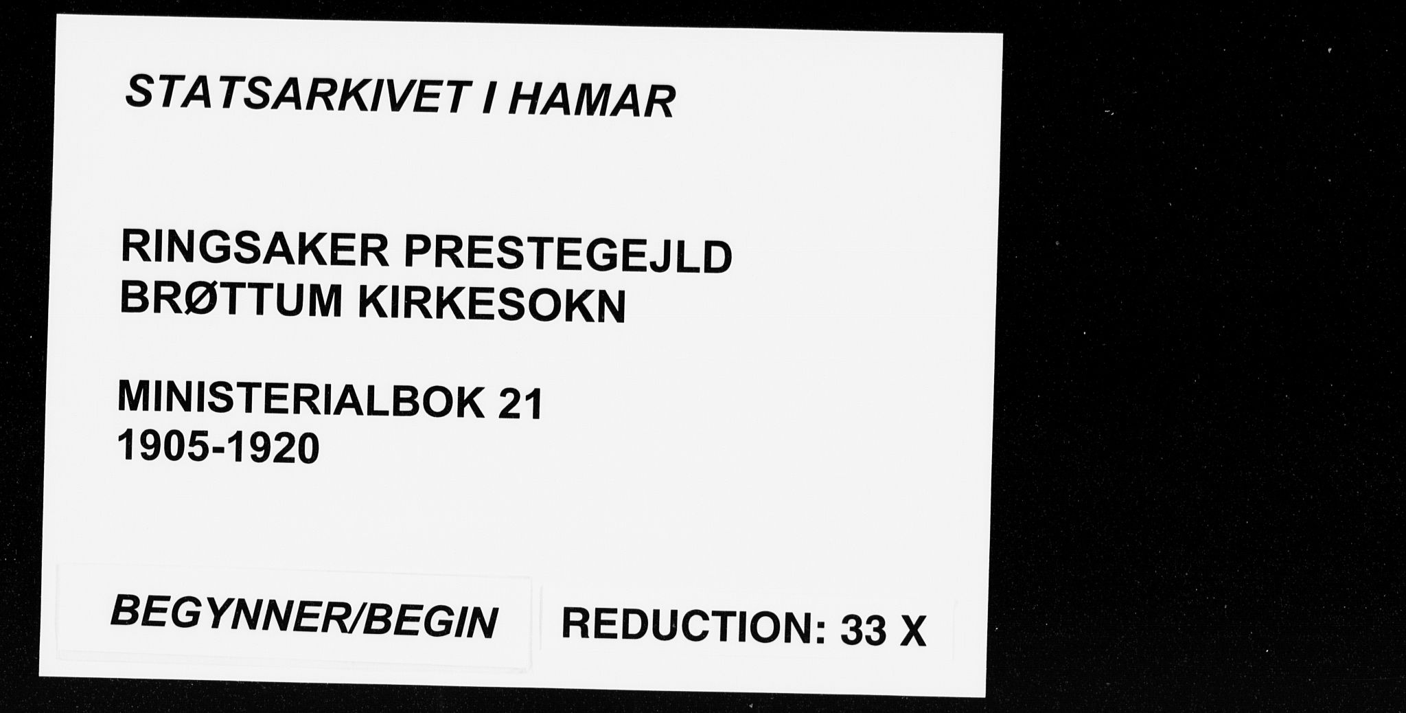 Ringsaker prestekontor, SAH/PREST-014/K/Ka/L0021: Parish register (official) no. 21, 1905-1920