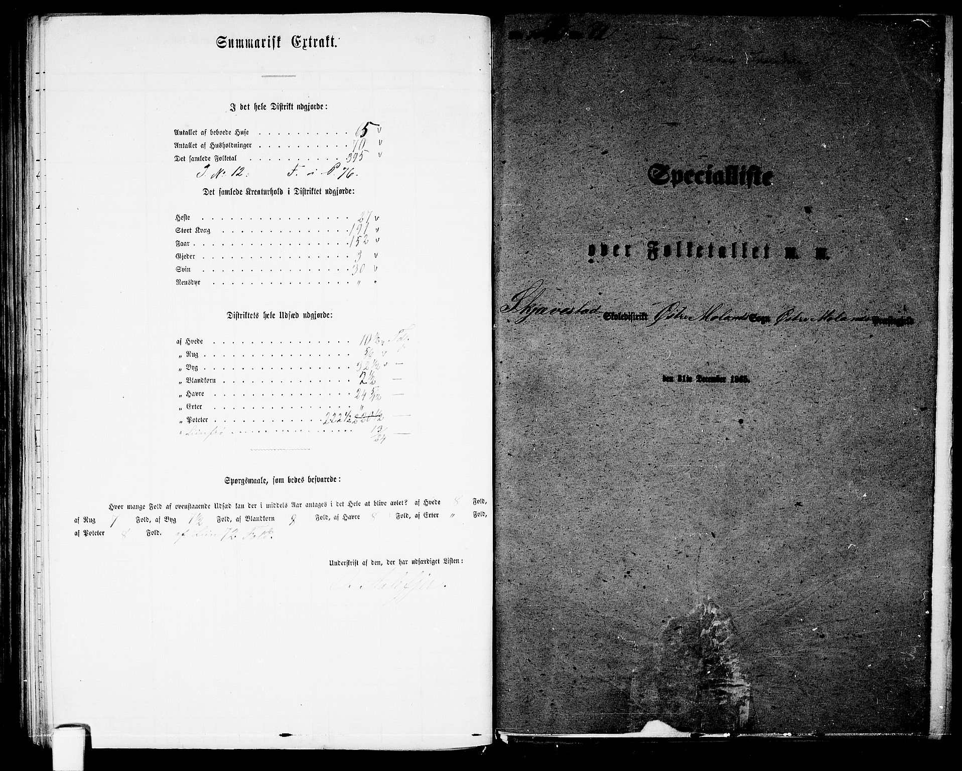 RA, 1865 census for Austre Moland, 1865, p. 307