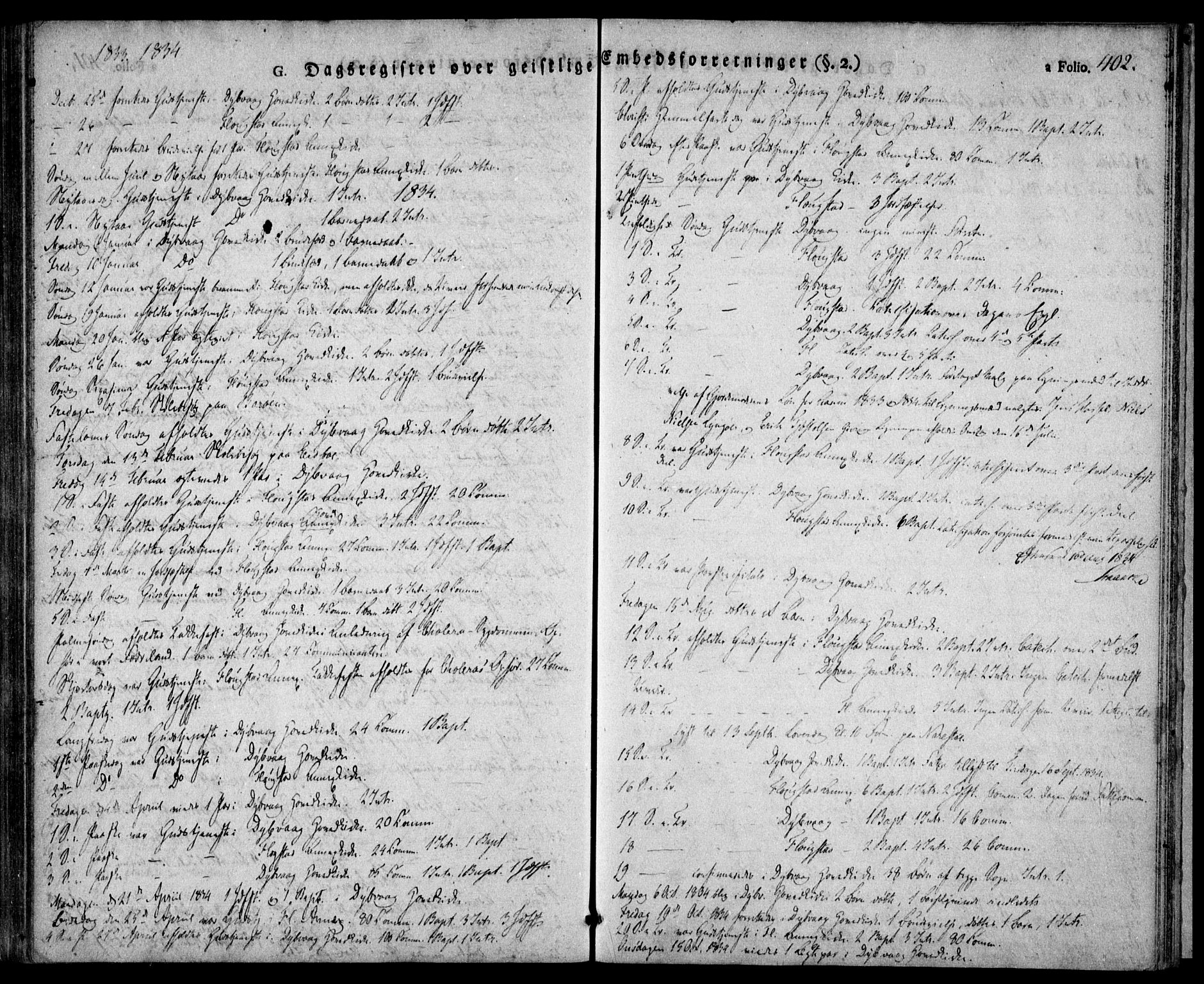 Dypvåg sokneprestkontor, SAK/1111-0007/F/Fa/Faa/L0004: Parish register (official) no. A 4, 1824-1840, p. 402