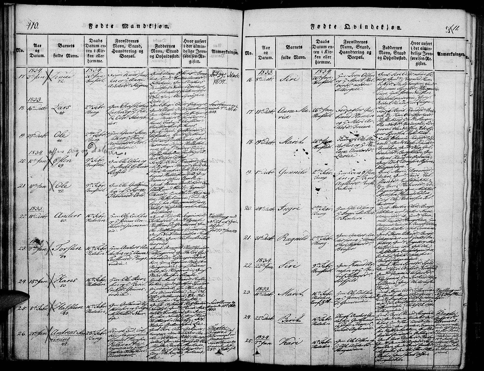 Sør-Aurdal prestekontor, AV/SAH-PREST-128/H/Ha/Haa/L0003: Parish register (official) no. 3, 1825-1840, p. 110-111