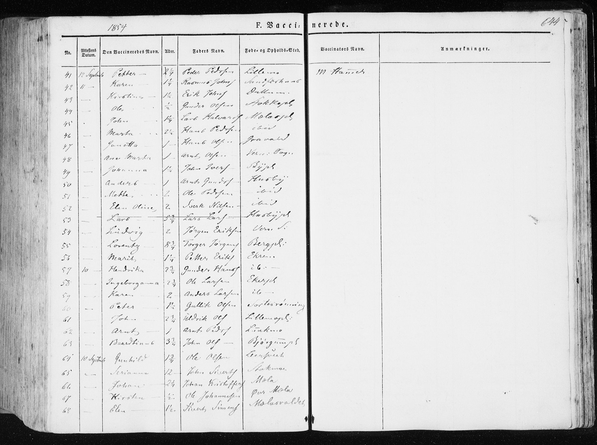 Ministerialprotokoller, klokkerbøker og fødselsregistre - Nord-Trøndelag, SAT/A-1458/709/L0074: Parish register (official) no. 709A14, 1845-1858, p. 644