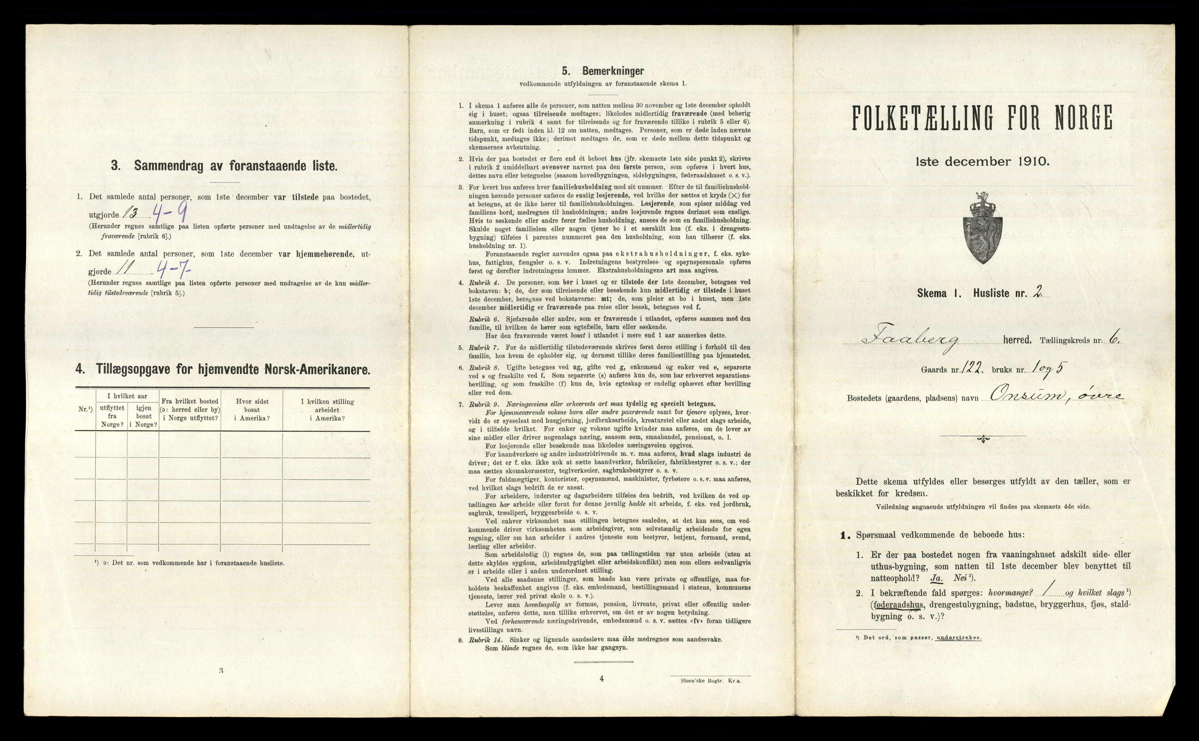 RA, 1910 census for Fåberg, 1910, p. 564