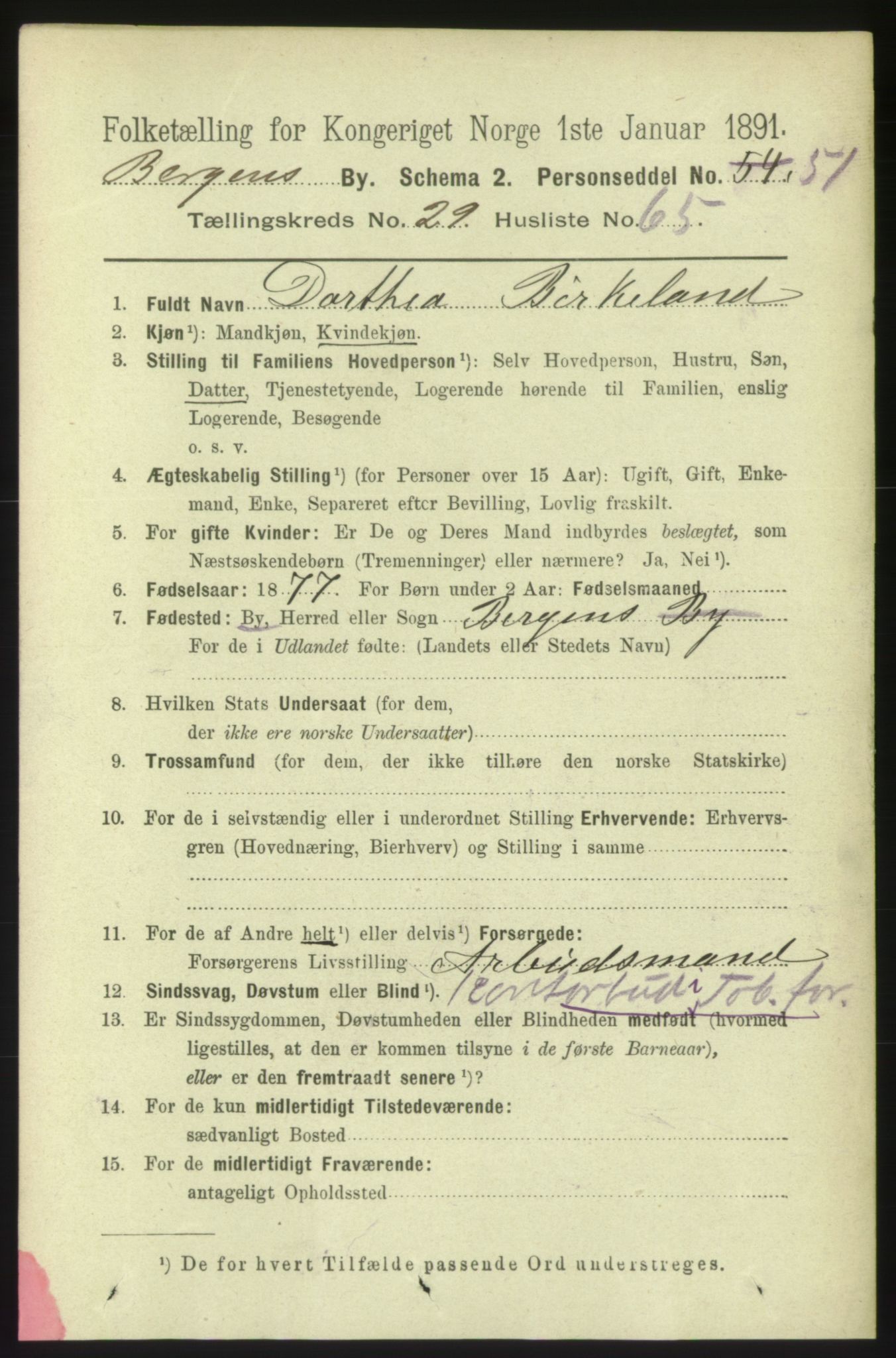 RA, 1891 Census for 1301 Bergen, 1891, p. 38094