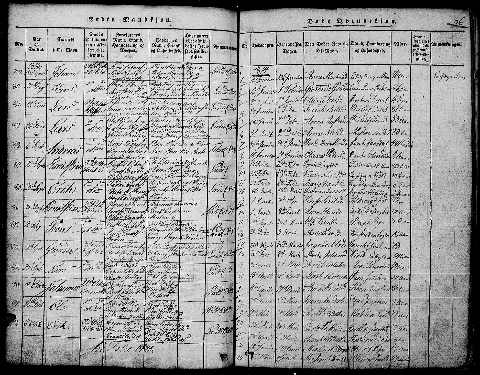 Land prestekontor, SAH/PREST-120/H/Ha/Hab/L0001: Parish register (copy) no. 1, 1814-1833, p. 96