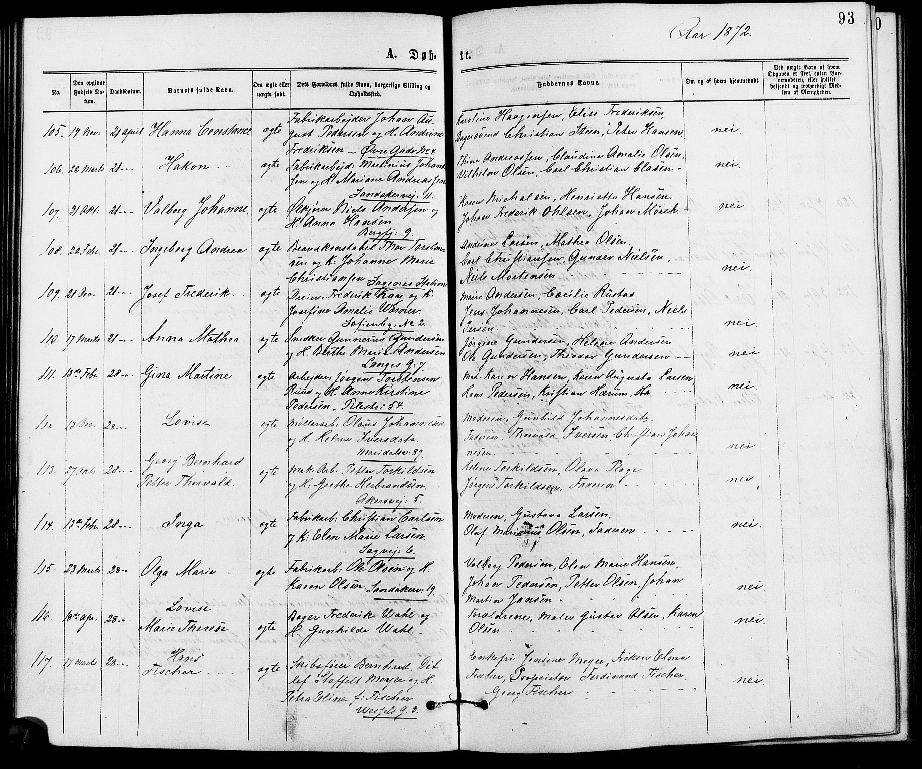 Gamle Aker prestekontor Kirkebøker, SAO/A-10617a/G/L0003: Parish register (copy) no. 3, 1869-1874, p. 93
