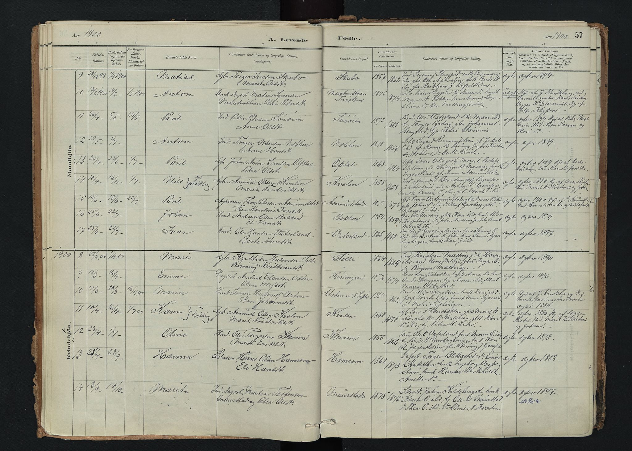 Nord-Fron prestekontor, SAH/PREST-080/H/Ha/Haa/L0005: Parish register (official) no. 5, 1884-1914, p. 57