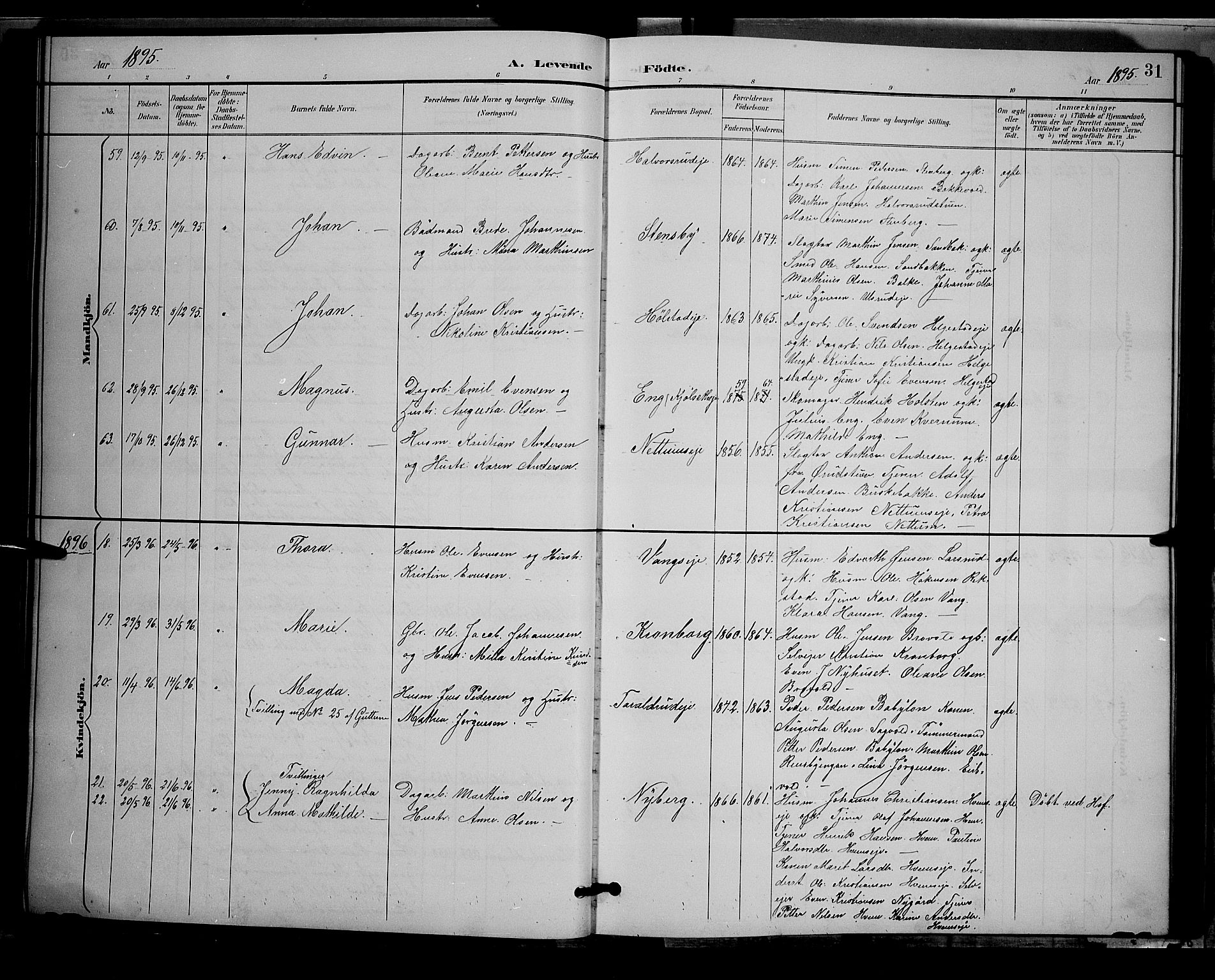 Østre Toten prestekontor, AV/SAH-PREST-104/H/Ha/Hab/L0006: Parish register (copy) no. 6, 1893-1901, p. 31