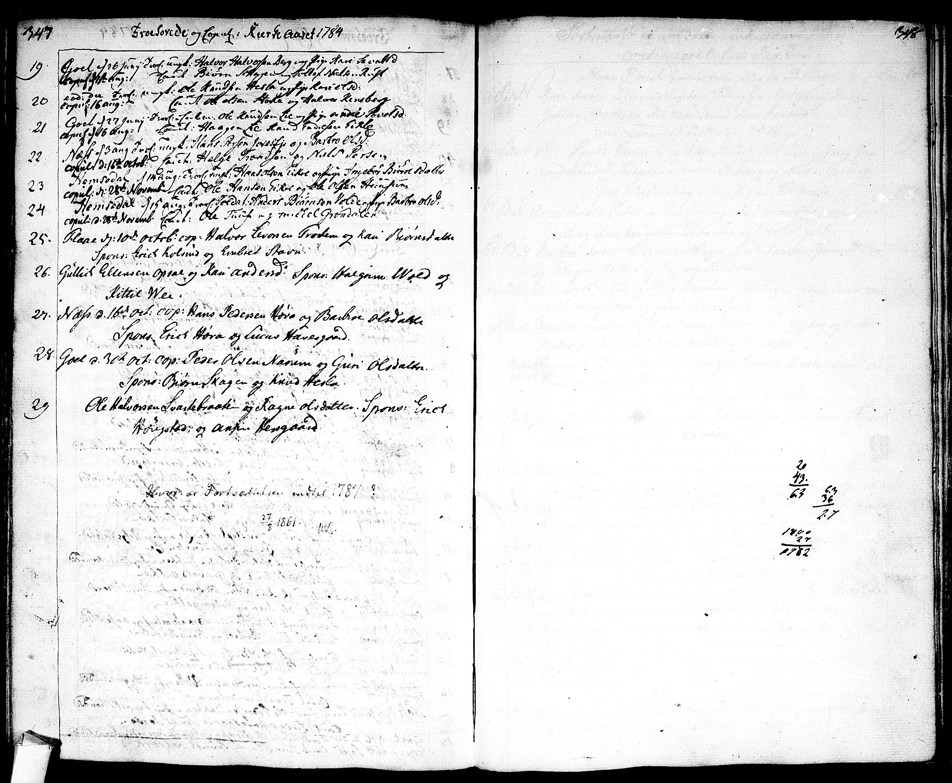 Nes kirkebøker, AV/SAKO-A-236/F/Fa/L0004: Parish register (official) no. 4, 1764-1786, p. 347-348