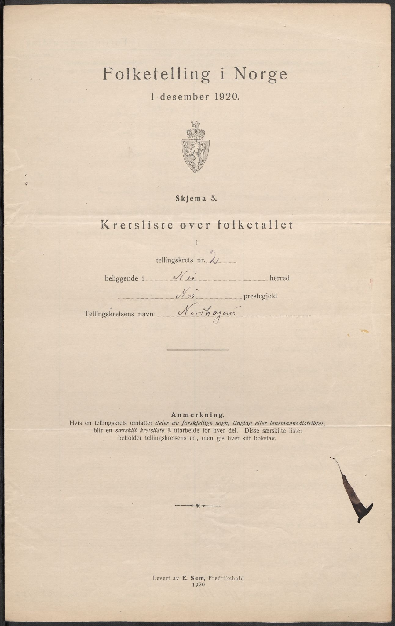 SAKO, 1920 census for Nes (Buskerud), 1920, p. 9