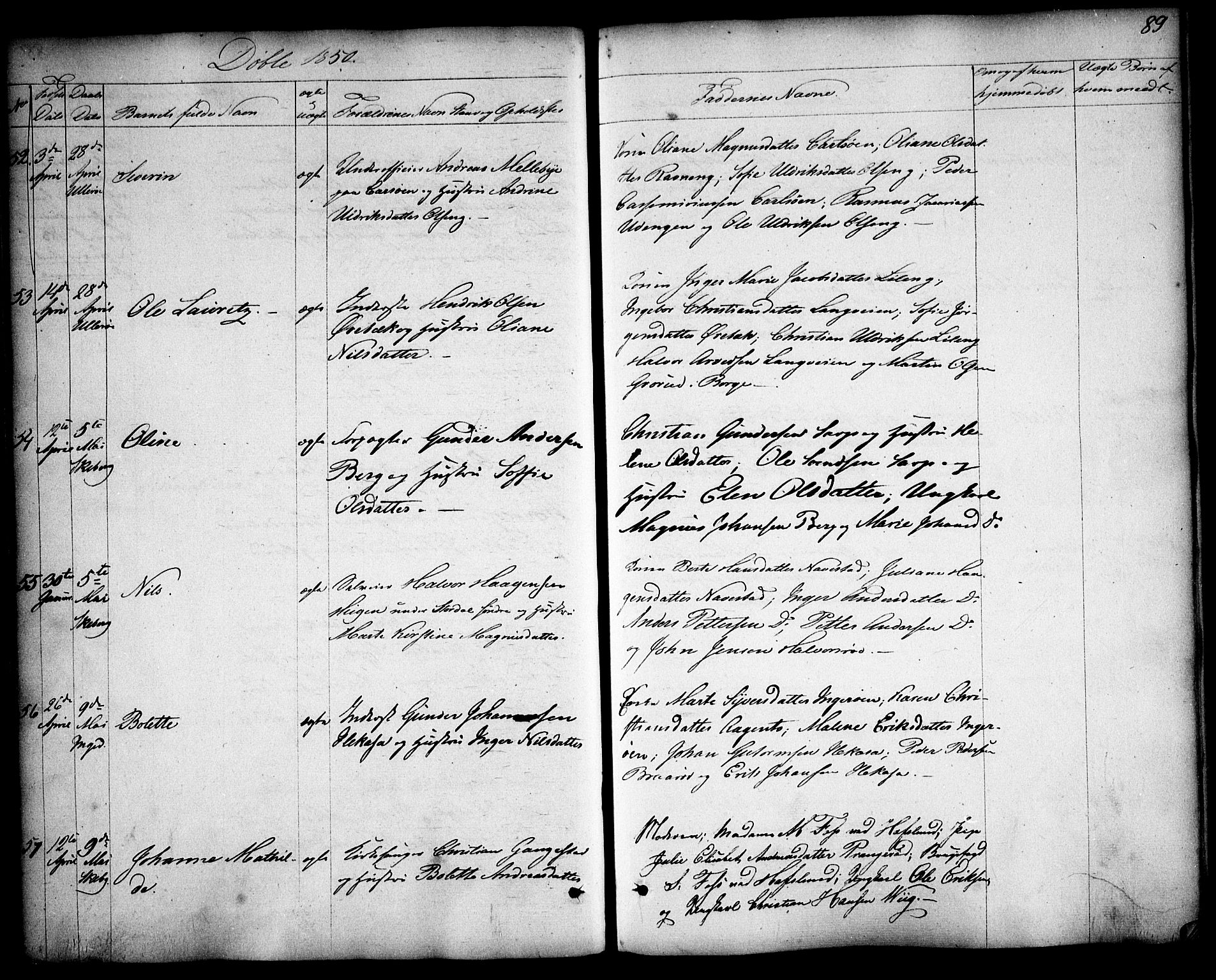 Skjeberg prestekontor Kirkebøker, SAO/A-10923/F/Fa/L0006: Parish register (official) no. I 6, 1846-1858, p. 89