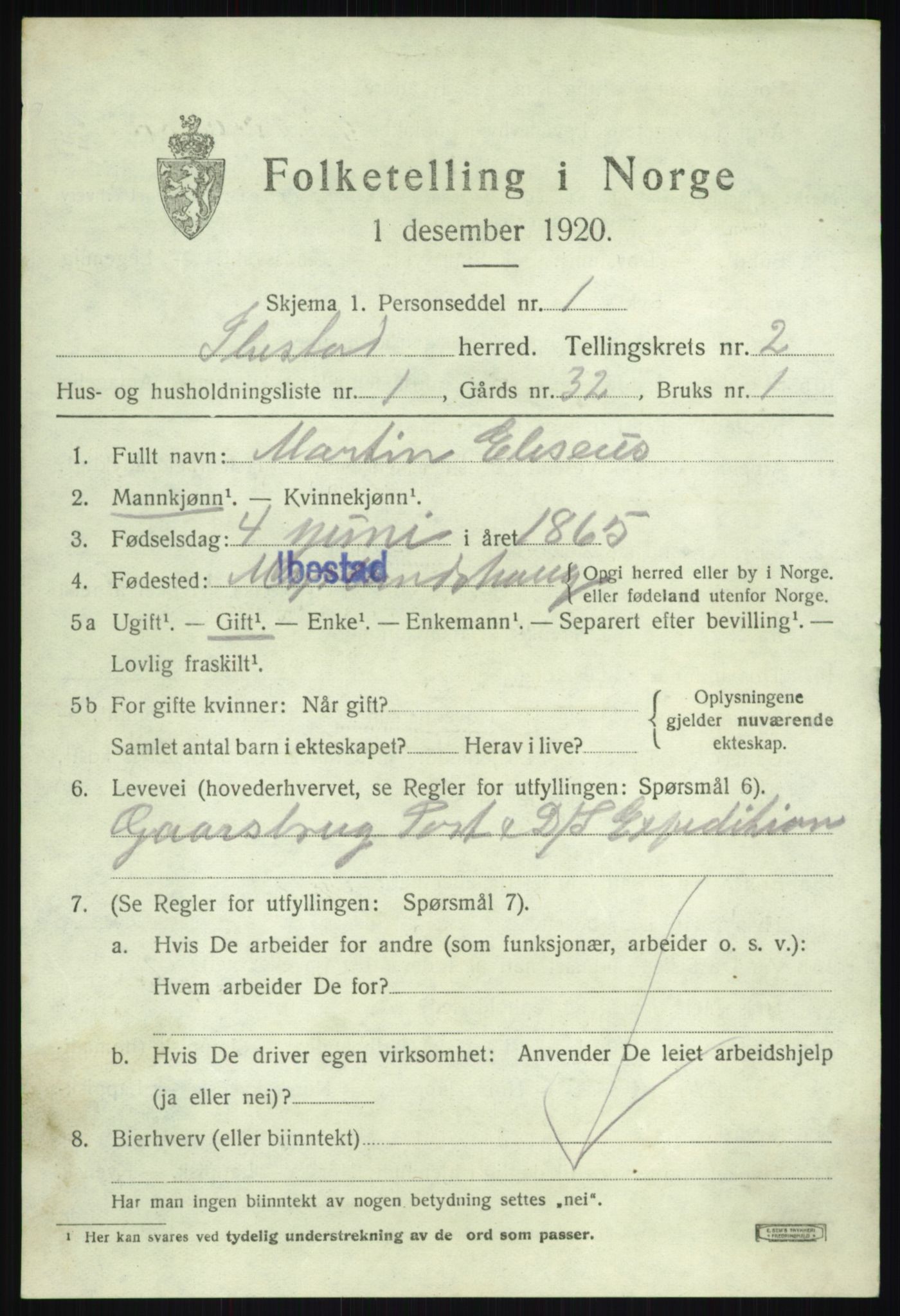 SATØ, 1920 census for Ibestad, 1920, p. 2377