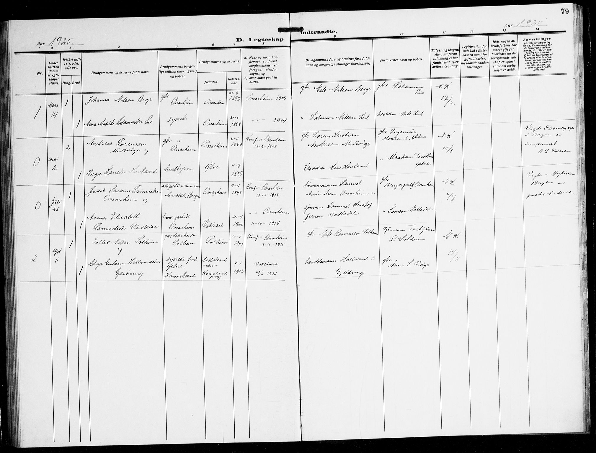 Tysnes sokneprestembete, AV/SAB-A-78601/H/Hab: Parish register (copy) no. C 4, 1925-1945, p. 79