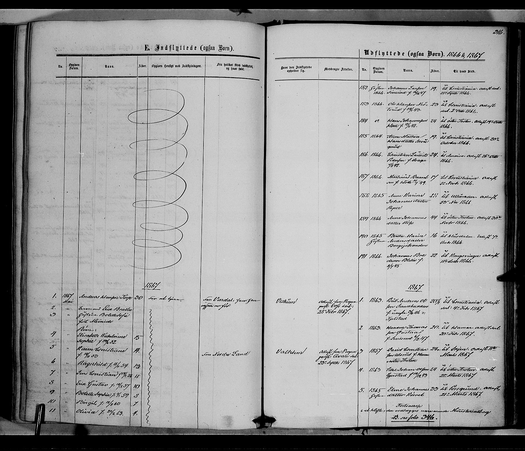 Vestre Toten prestekontor, SAH/PREST-108/H/Ha/Haa/L0007: Parish register (official) no. 7, 1862-1869, p. 316