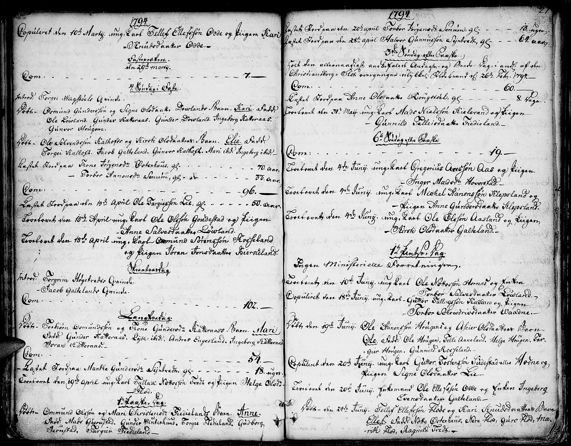 Evje sokneprestkontor, AV/SAK-1111-0008/F/Fa/Faa/L0003: Parish register (official) no. A 3, 1787-1816, p. 21