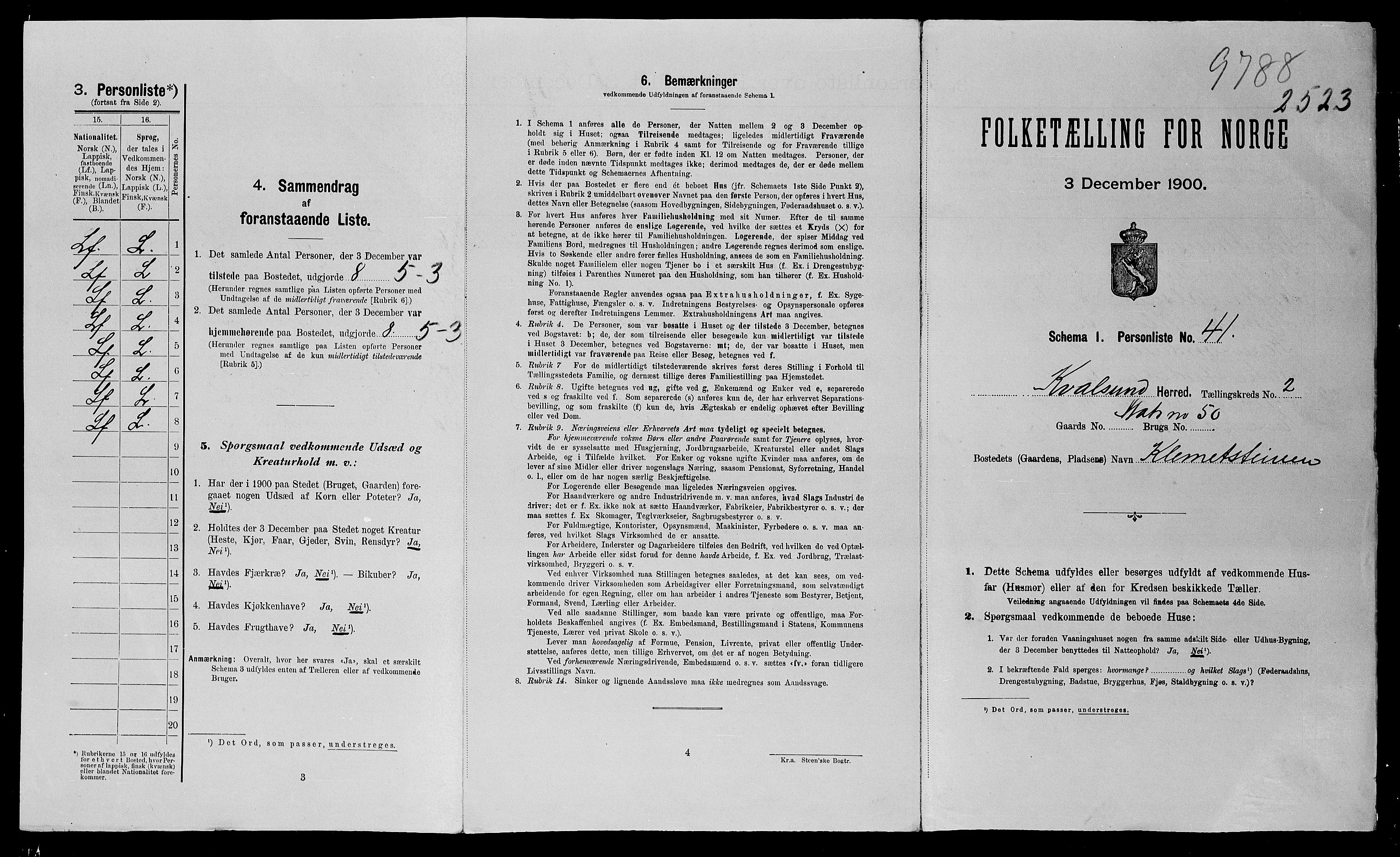 SATØ, 1900 census for Kvalsund, 1900, p. 17