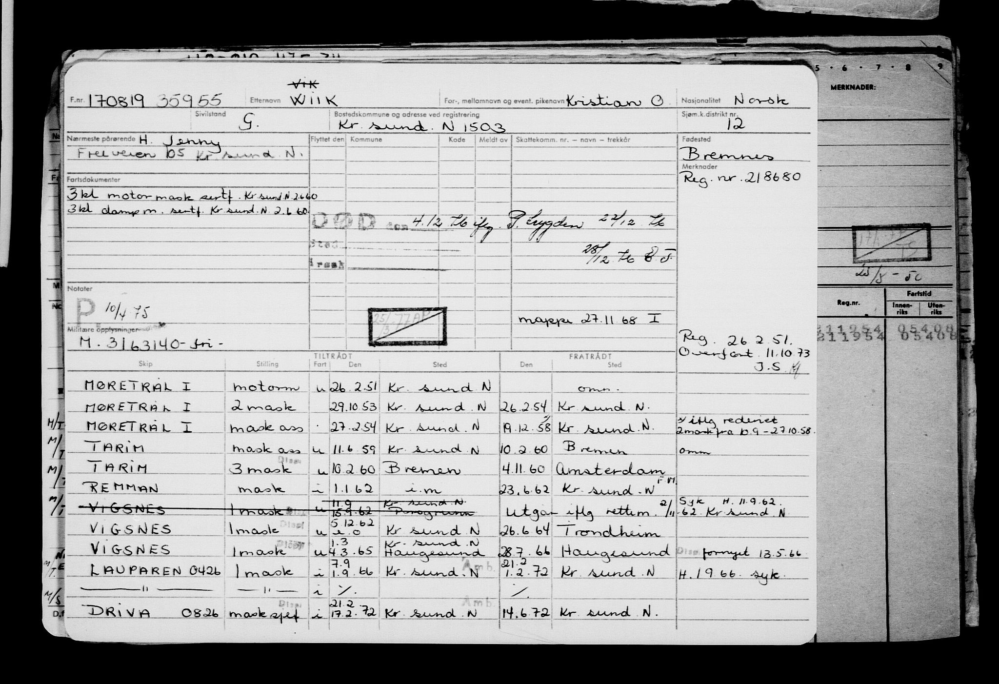 Direktoratet for sjømenn, RA/S-3545/G/Gb/L0171: Hovedkort, 1919, p. 148